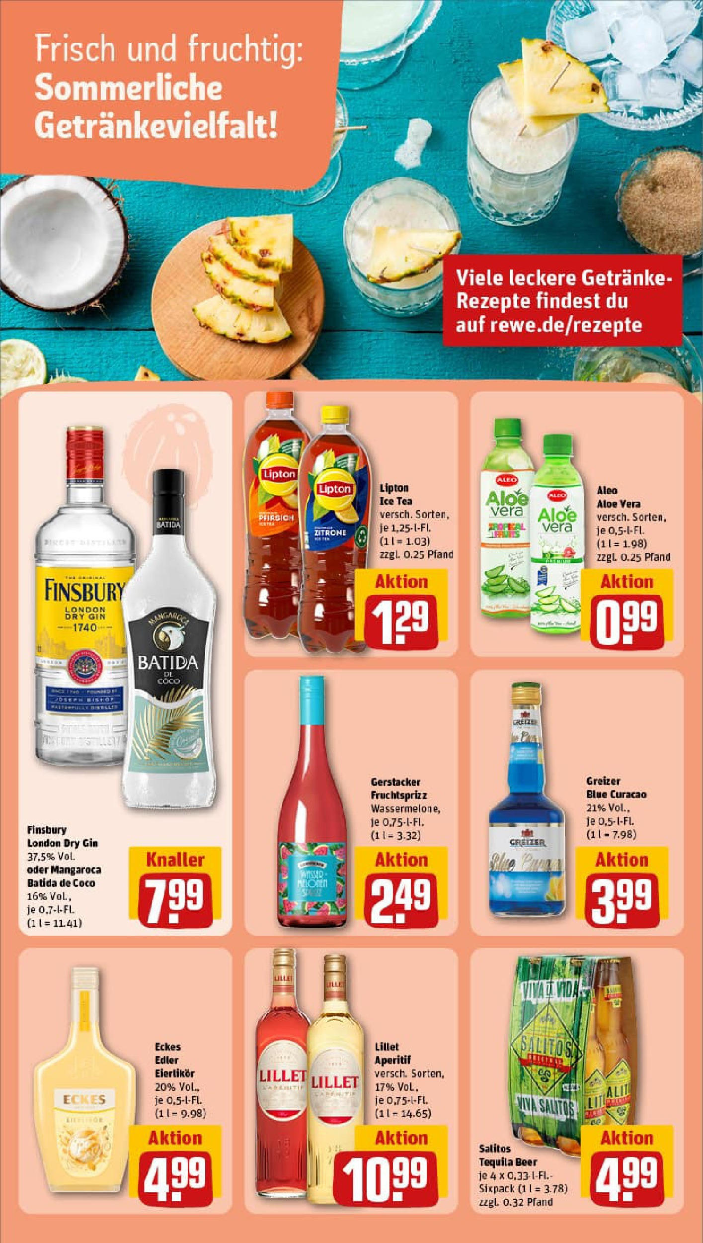 REWE Prospekt ab 13.07.2025 zum Blättern » Angebote | Seite: 10 | Produkte: Batida de coco, Tequila, Zitrone, Pfirsich
