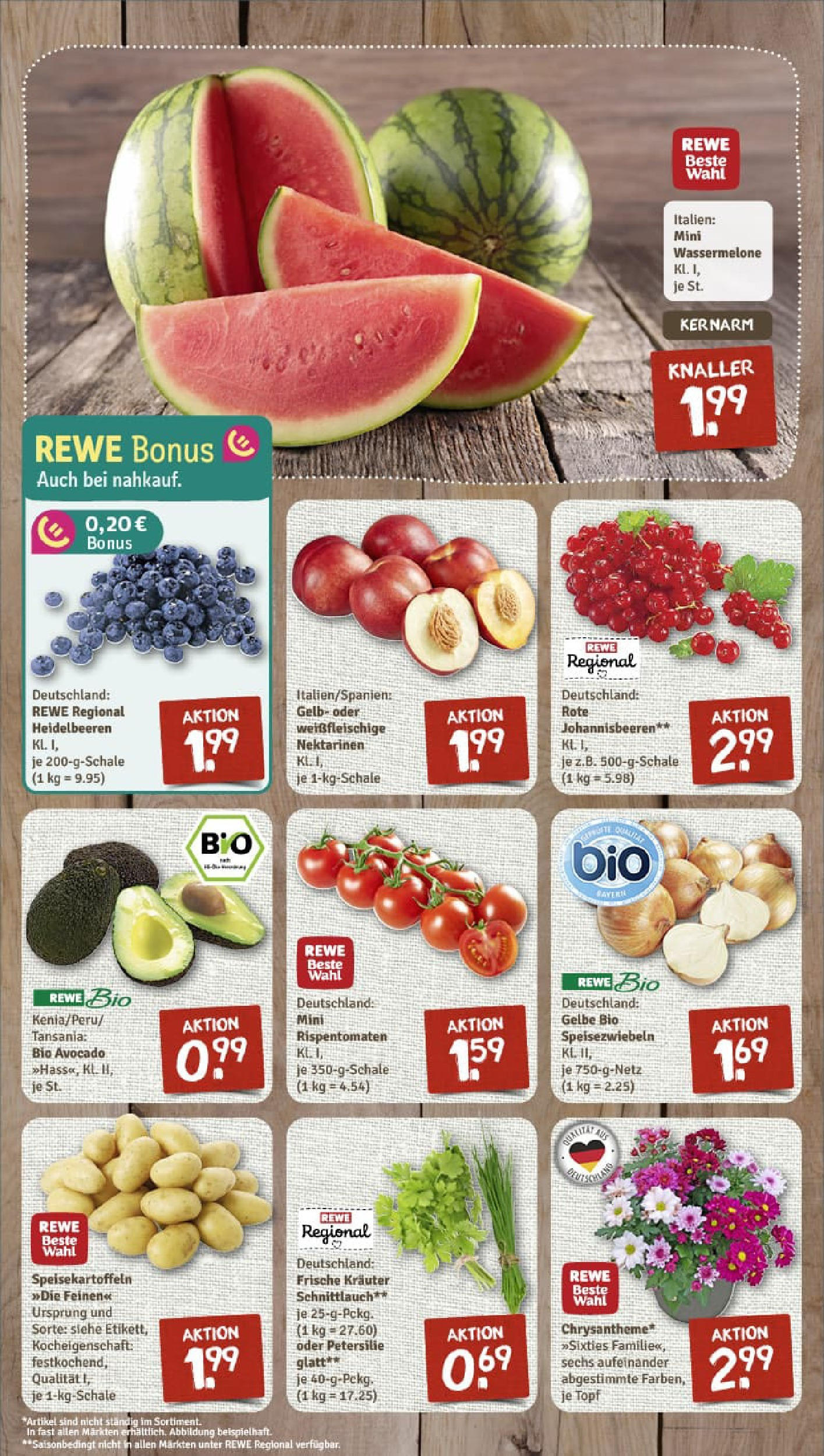 REWE Prospekt ab 13.07.2025 zum Blättern » Angebote | Seite: 3 | Produkte: Nektarinen, Heidelbeeren, Wassermelone, Petersilie