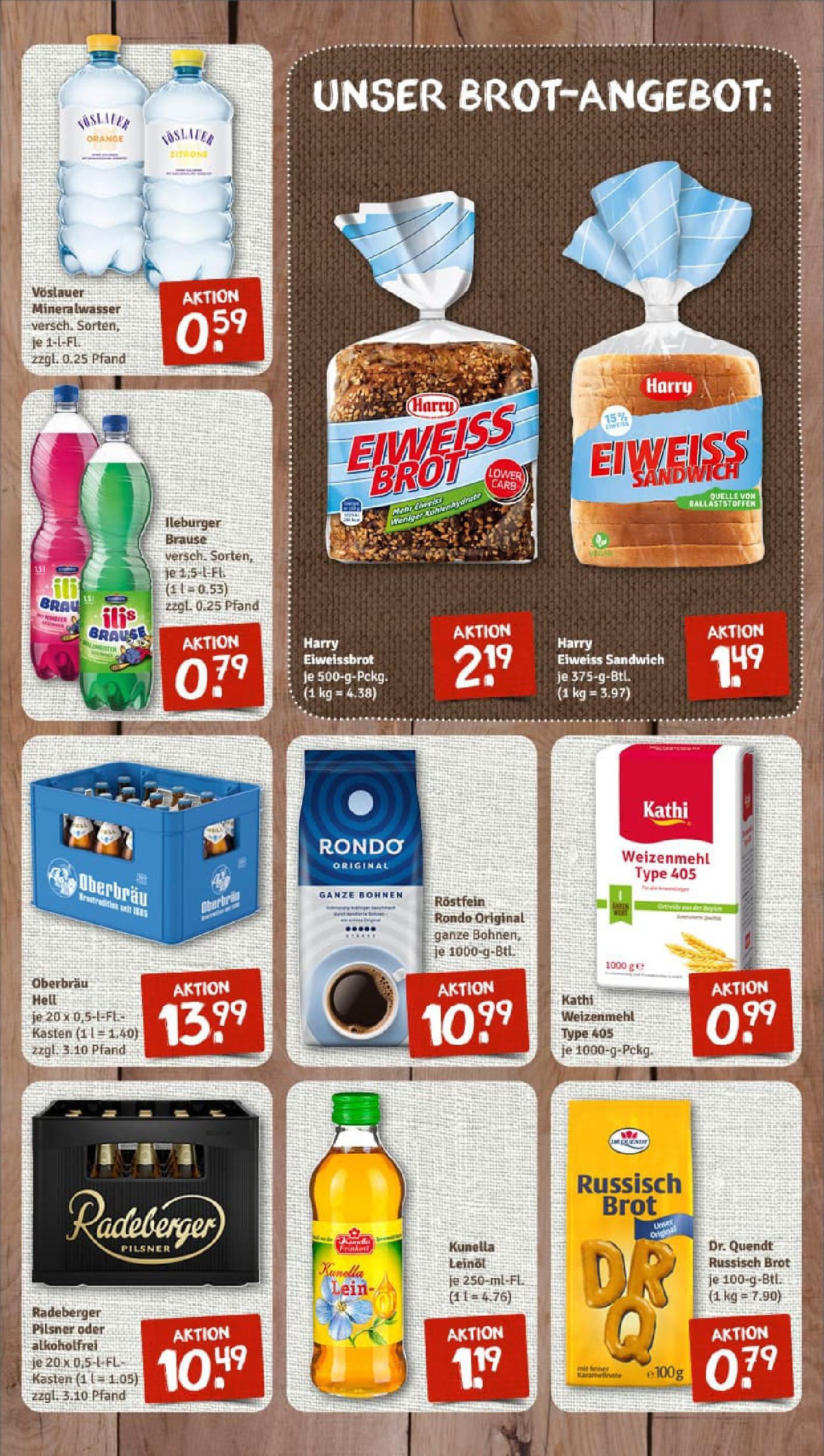 REWE Prospekt ab 13.07.2025 zum Blättern » Angebote | Seite: 7 | Produkte: Leinöl, Mineralwasser, Brot, Radeberger pilsner