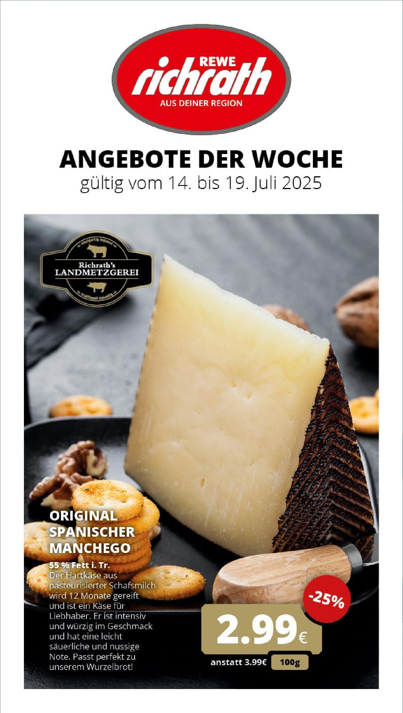 REWE Prospekt ab 13.07.2025 zum Blättern » Angebote | Seite: 1 | Produkte: Käse