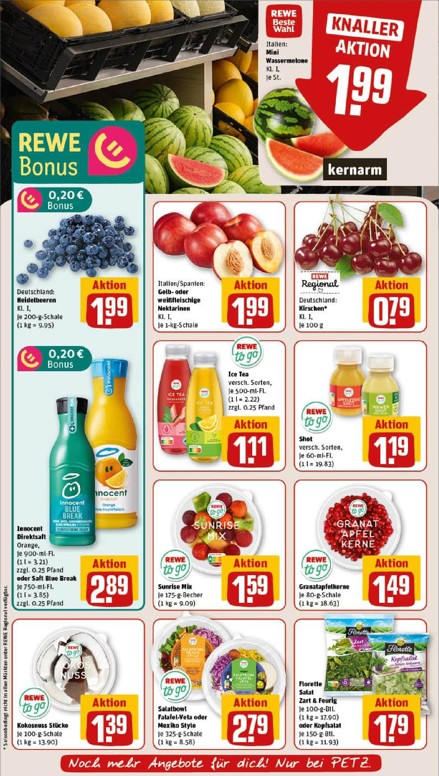 REWE Prospekt ab 13.07.2025 zum Blättern » Angebote | Seite: 6 | Produkte: Nektarinen, Äpfel, Heidelbeeren, Saft