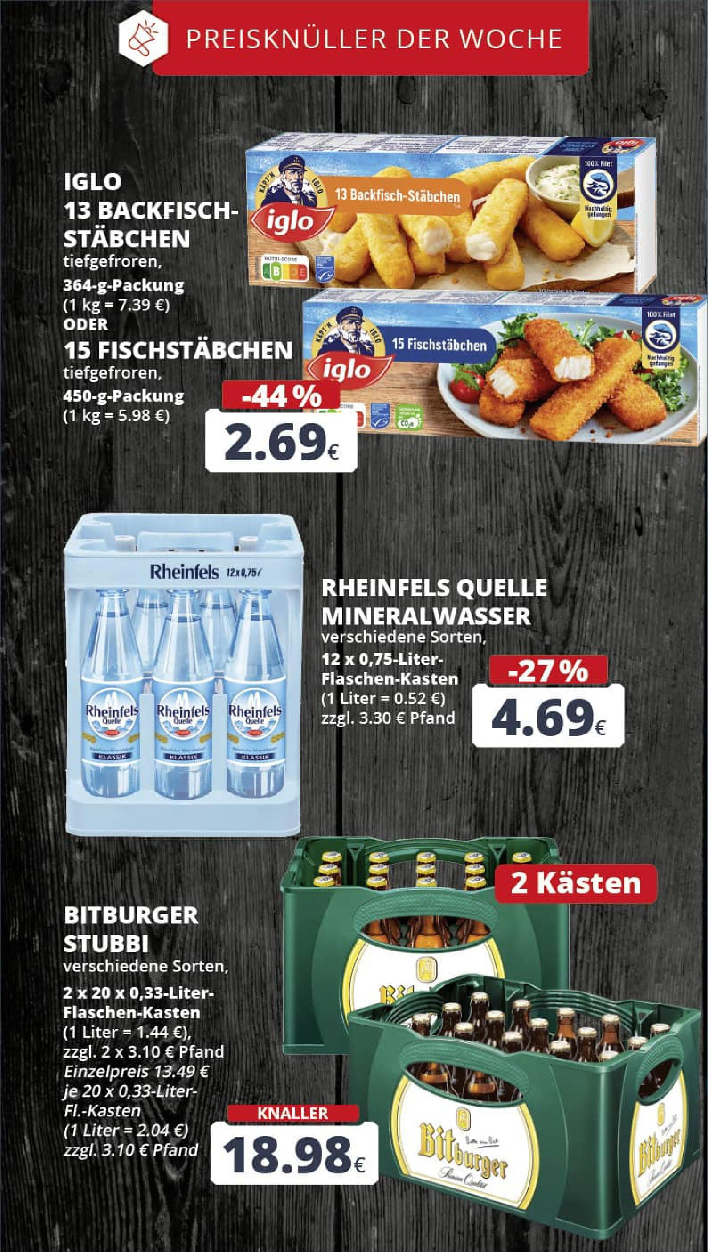 REWE Prospekt ab 13.07.2025 zum Blättern » Angebote | Seite: 3 | Produkte: Bitburger, Iglo, Fischstabchen, Rheinfels quelle