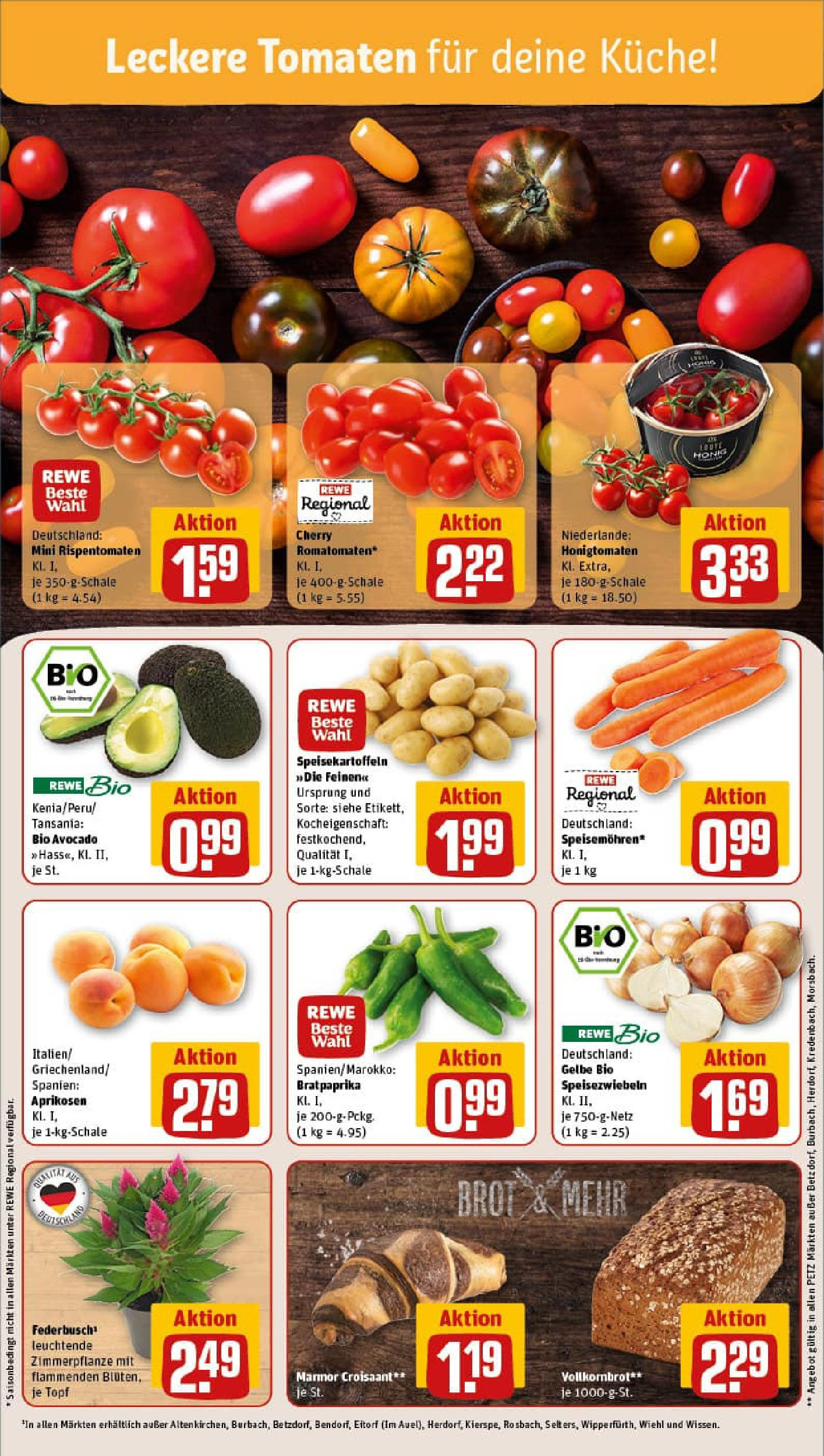 REWE Prospekt ab 13.07.2025 zum Blättern » Angebote | Seite: 7 | Produkte: Küche, Tomaten, Croissant, Brot