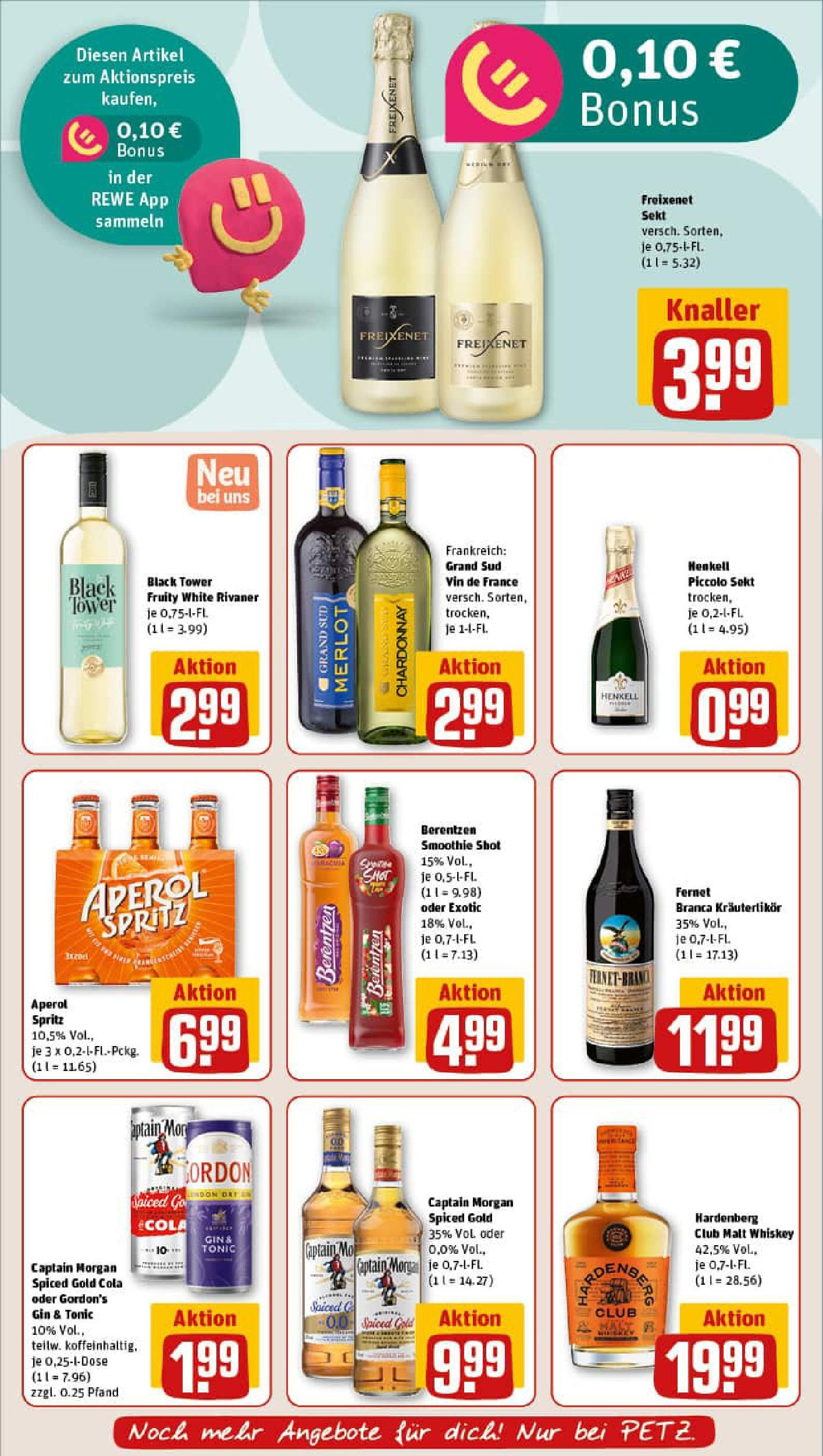 REWE Prospekt ab 13.07.2025 zum Blättern » Angebote | Seite: 19 | Produkte: Gordon's gin, Aperol, Whiskey, Berentzen