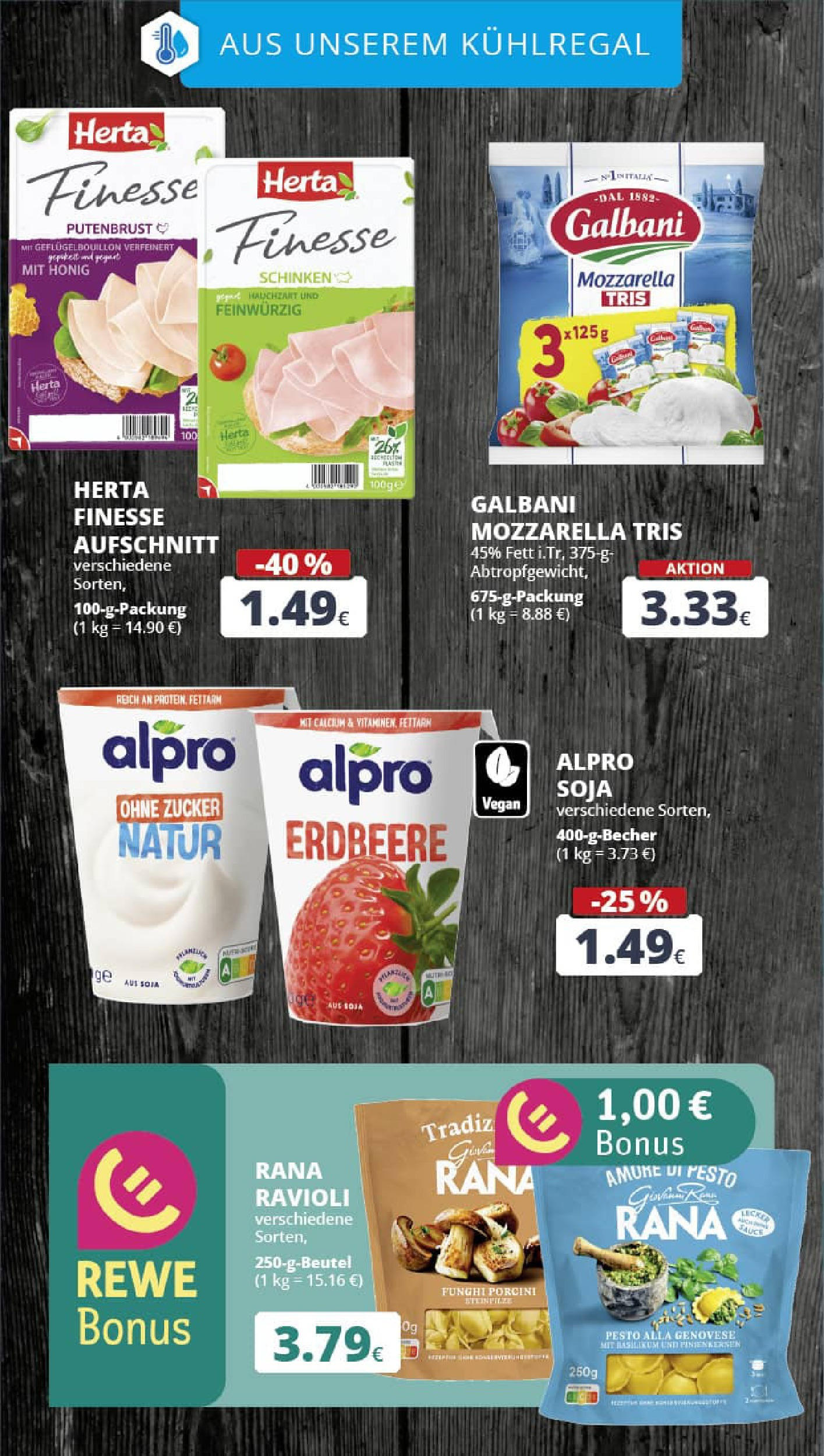 REWE Prospekt ab 13.07.2025 zum Blättern » Angebote | Seite: 14 | Produkte: Mozzarella, Alpro, Schinken, Herta finesse