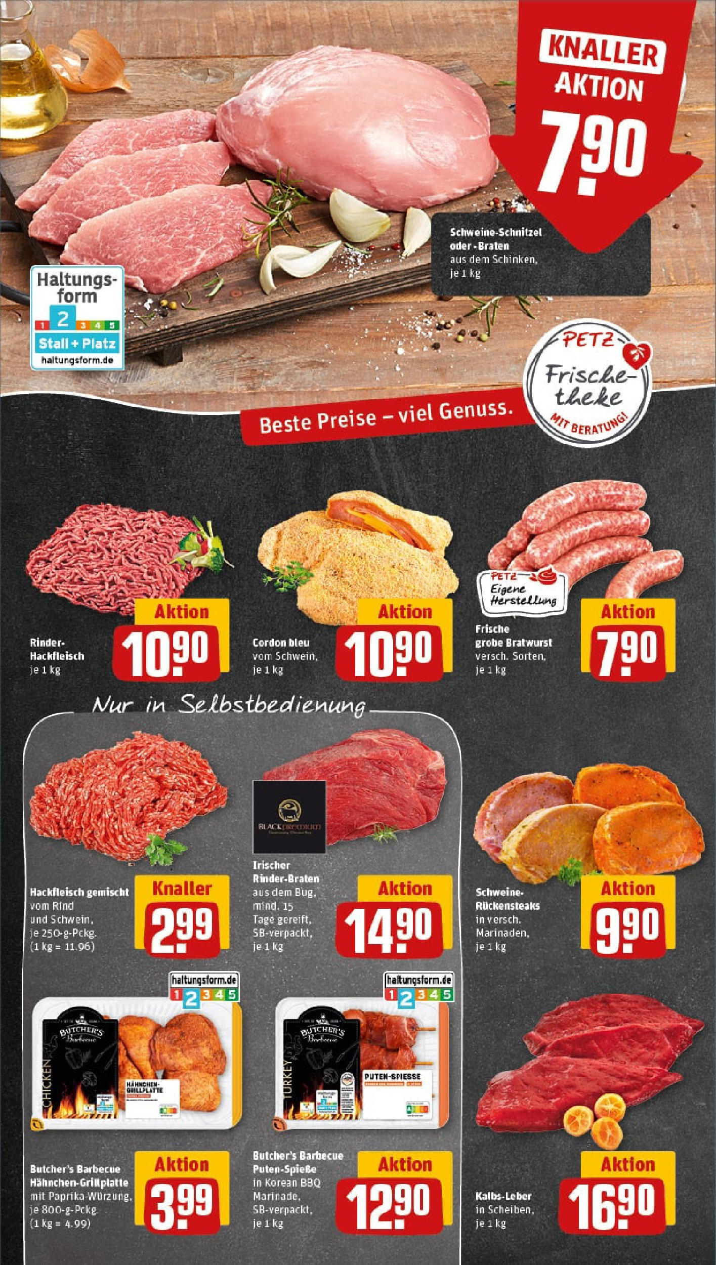 REWE Prospekt ab 13.07.2025 zum Blättern » Angebote | Seite: 8 | Produkte: Rinderbraten, Bratwurst, Kalbsleber, Hackfleisch
