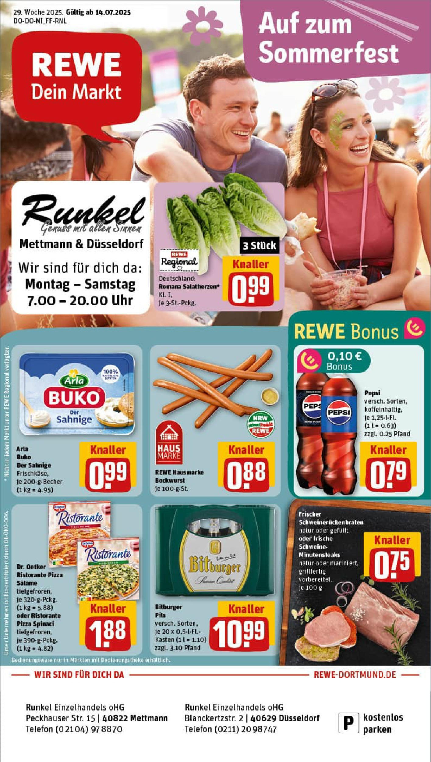 REWE Prospekt ab 14.07.2025 nächste Woche - Prospekt Düsseldorf Vorschau von dem Prospekt des Geschäftes Rewe, gültig ab dem 14.07.2025