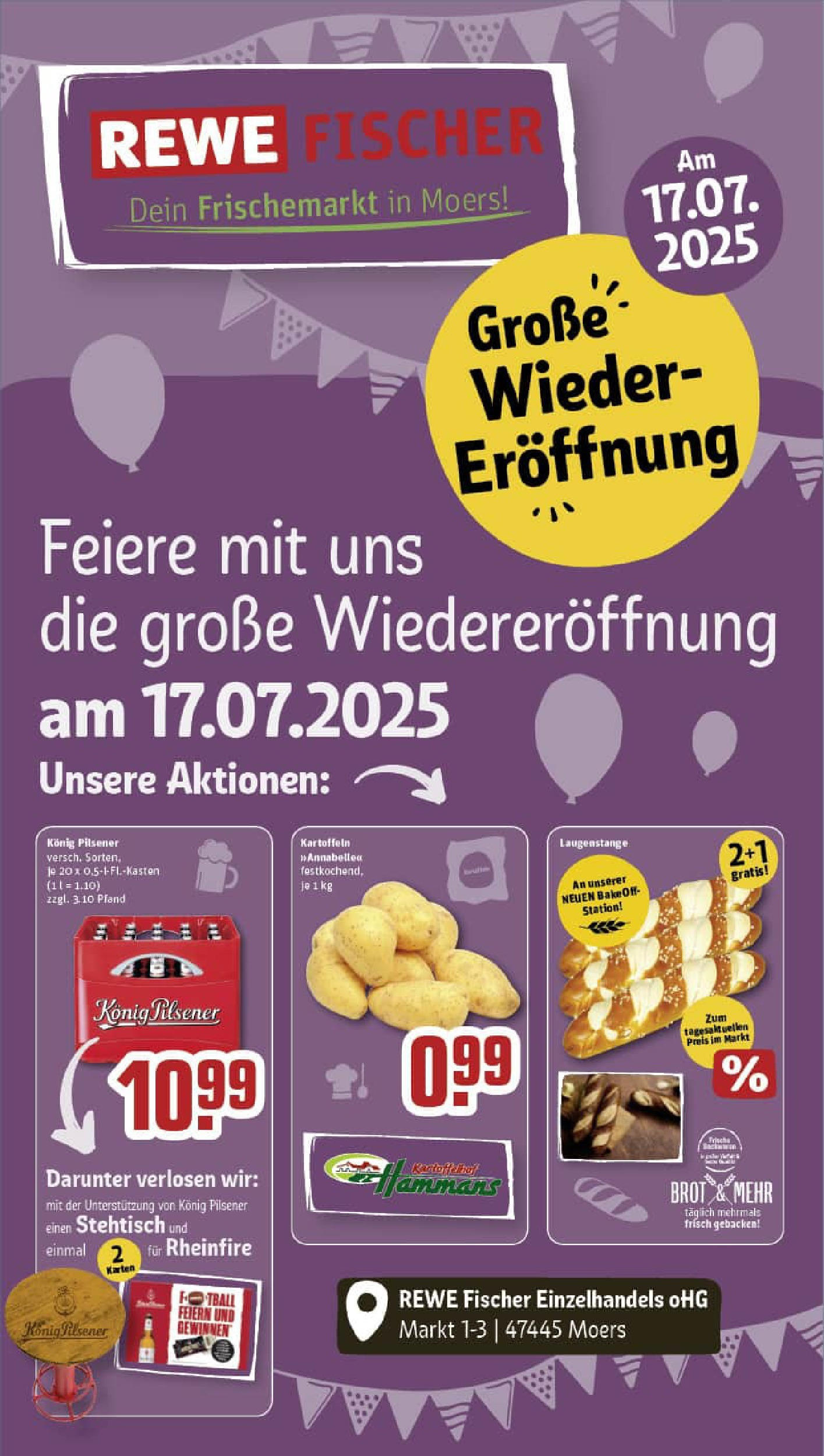 REWE Prospekt ab 13.07.2025 zum Blättern » Angebote | Seite: 1 | Produkte: Konig pilsener, Kartoffeln, Brot