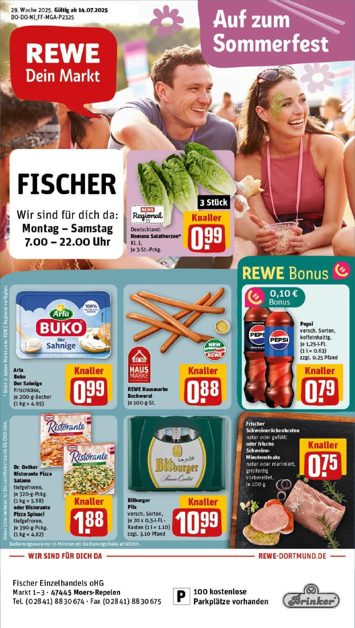 REWE Prospekt ab 13.07.2025 zum Blättern » Angebote | Seite: 2 | Produkte: Bitburger, Theke, Pepsi, Pizza