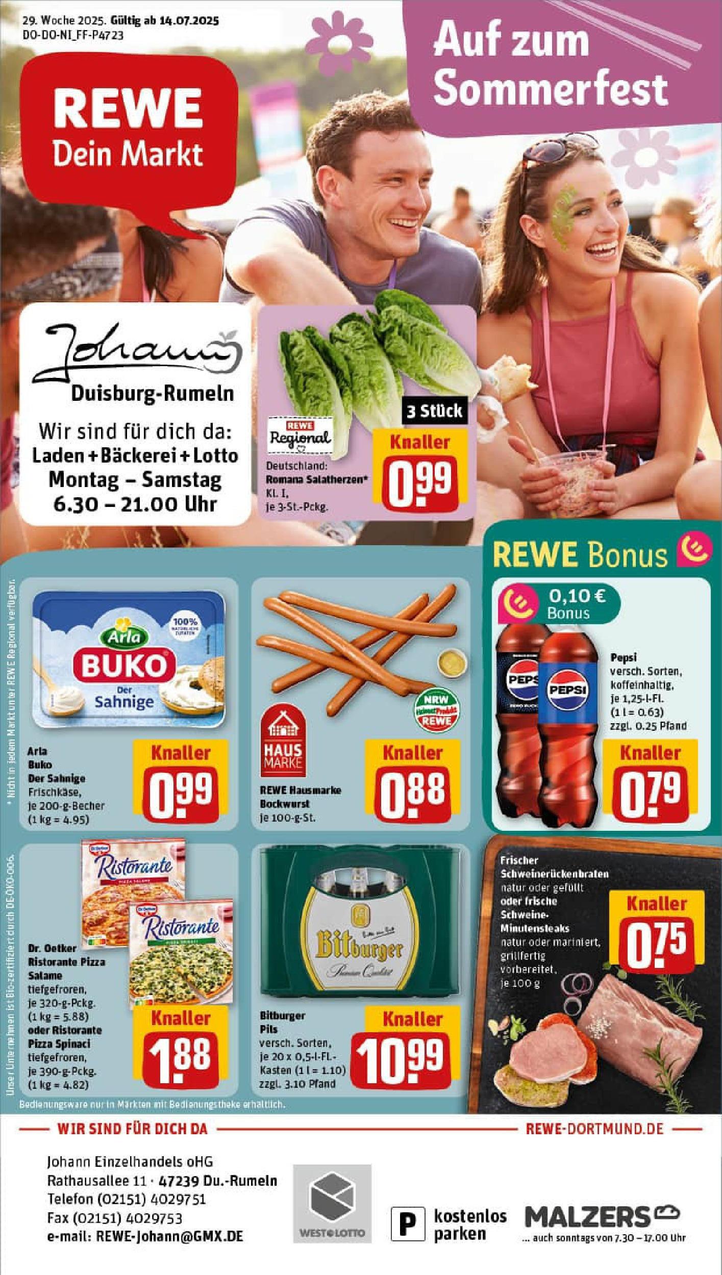 REWE Prospekt ab 13.07.2025 nächste Woche - Prospekt Duisburg / Rumeln Vorschau von dem Prospekt des Geschäftes Rewe, gültig ab dem 13.07.2025