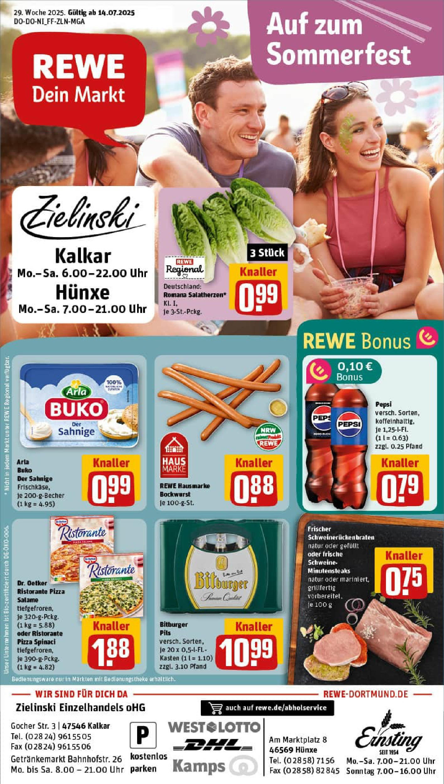 REWE Prospekt ab 13.07.2025 zum Blättern » Angebote | Seite: 1 | Produkte: Ristorante, Cola, Pils, Arla buko