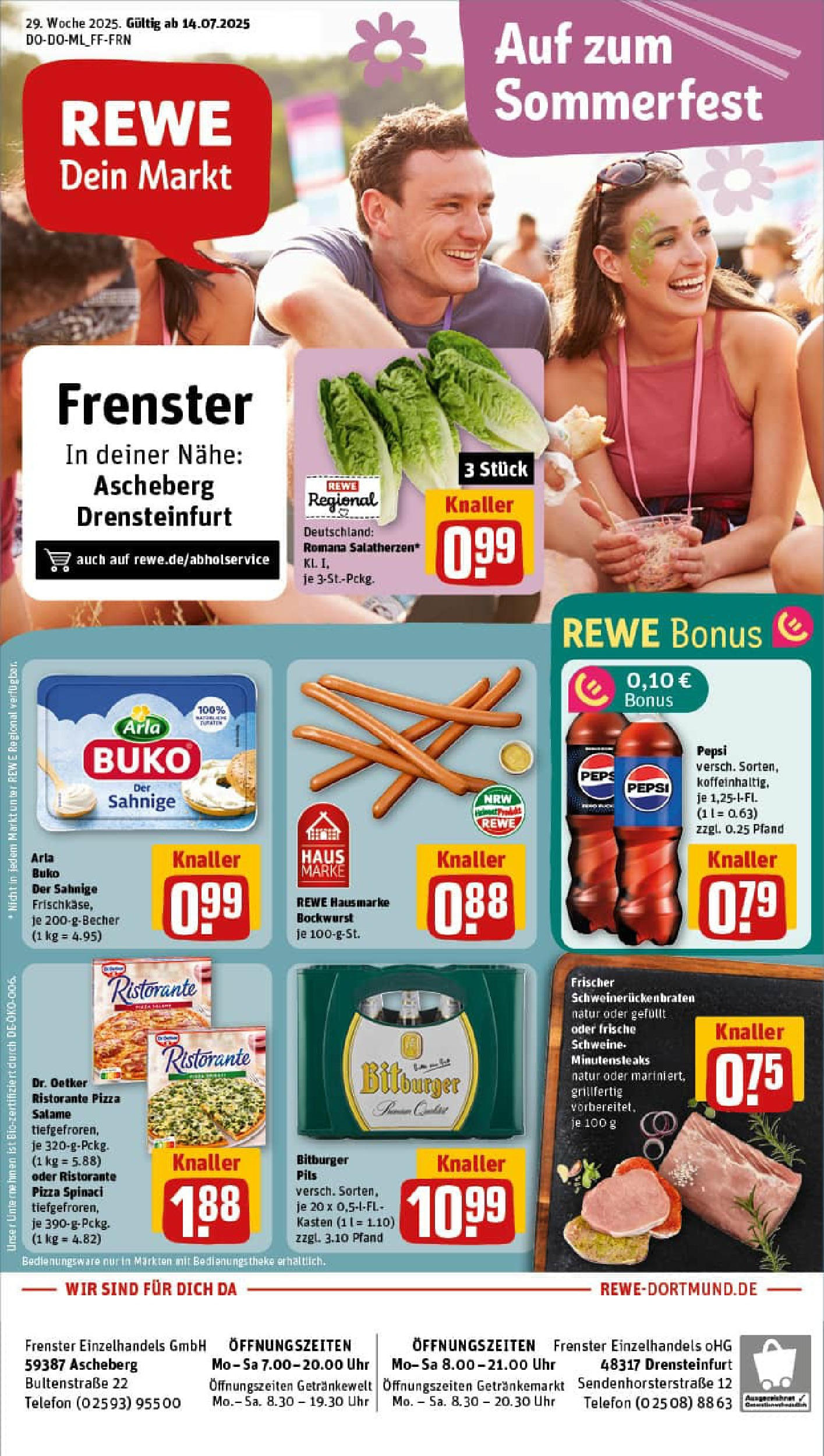 REWE Prospekt ab 14.07.2025 nächste Woche - Prospekt Ascheberg Vorschau von dem Prospekt des Geschäftes Rewe, gültig ab dem 14.07.2025