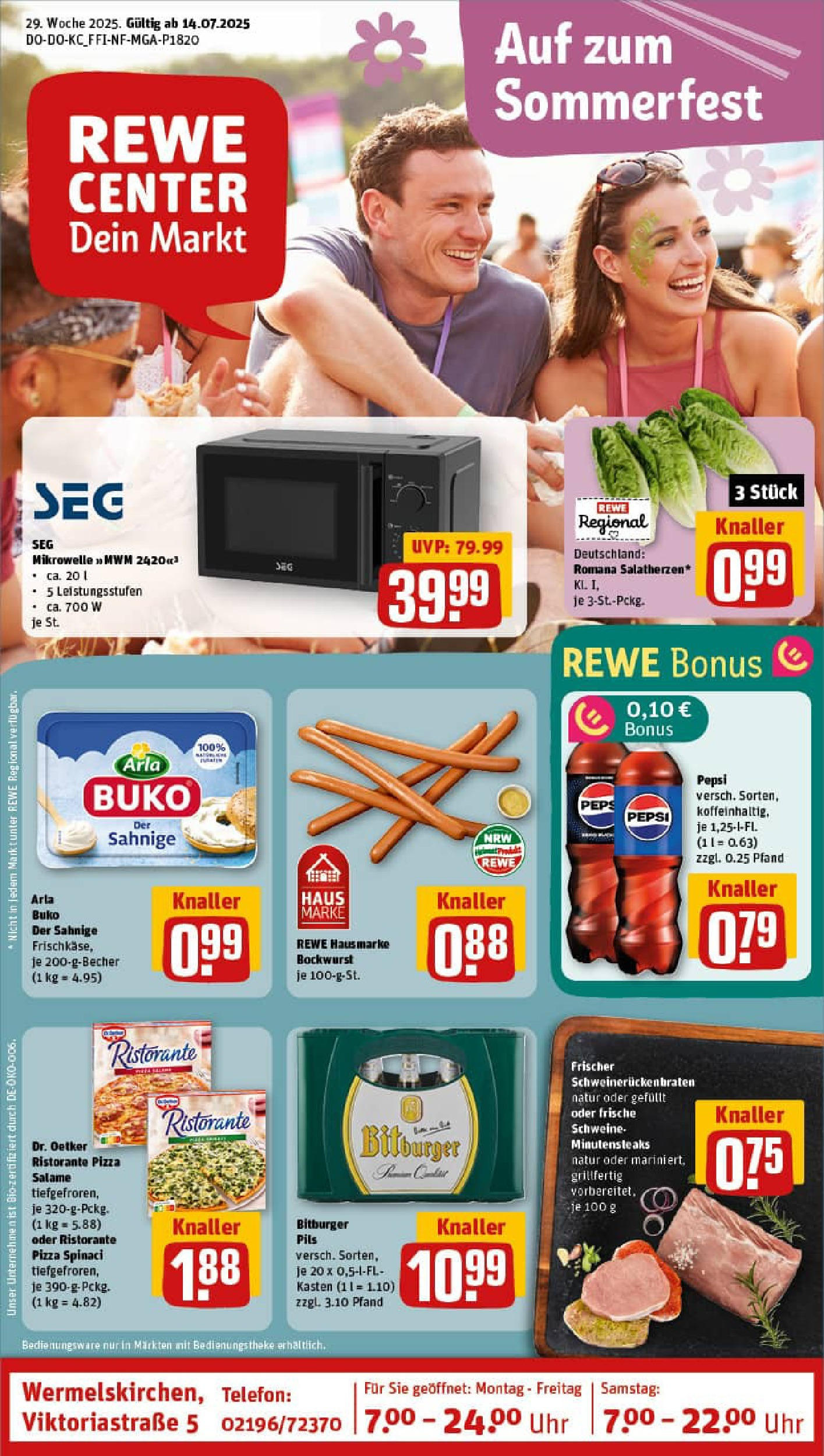 REWE Prospekt ab 13.07.2025 zum Blättern » Angebote | Seite: 1 | Produkte: Ristorante, Arla buko, Pizza, Uhr