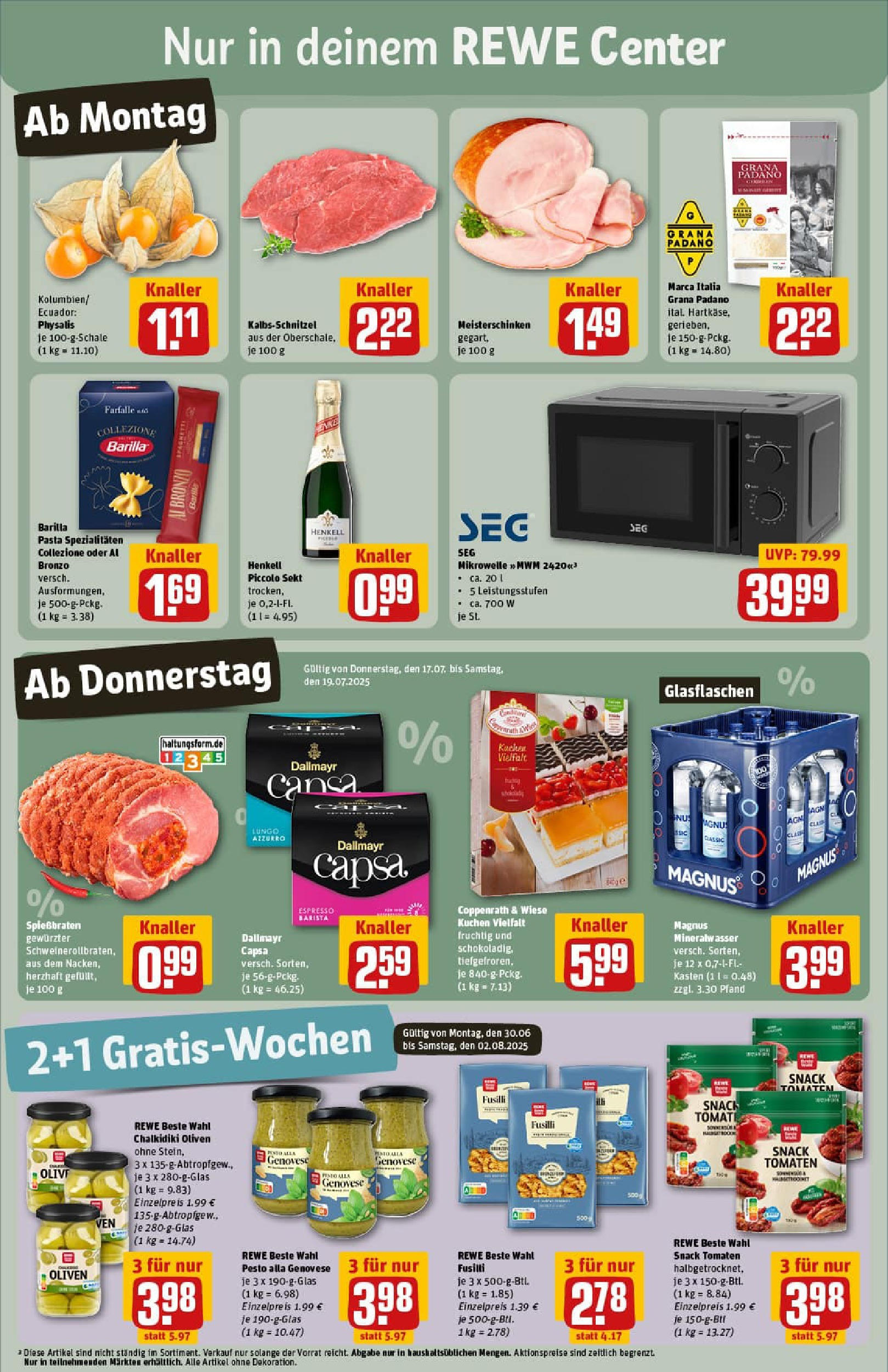 REWE Prospekt ab 13.07.2025 zum Blättern » Angebote | Seite: 3 | Produkte: Barilla, Sekt, Dallmayr, Pasta