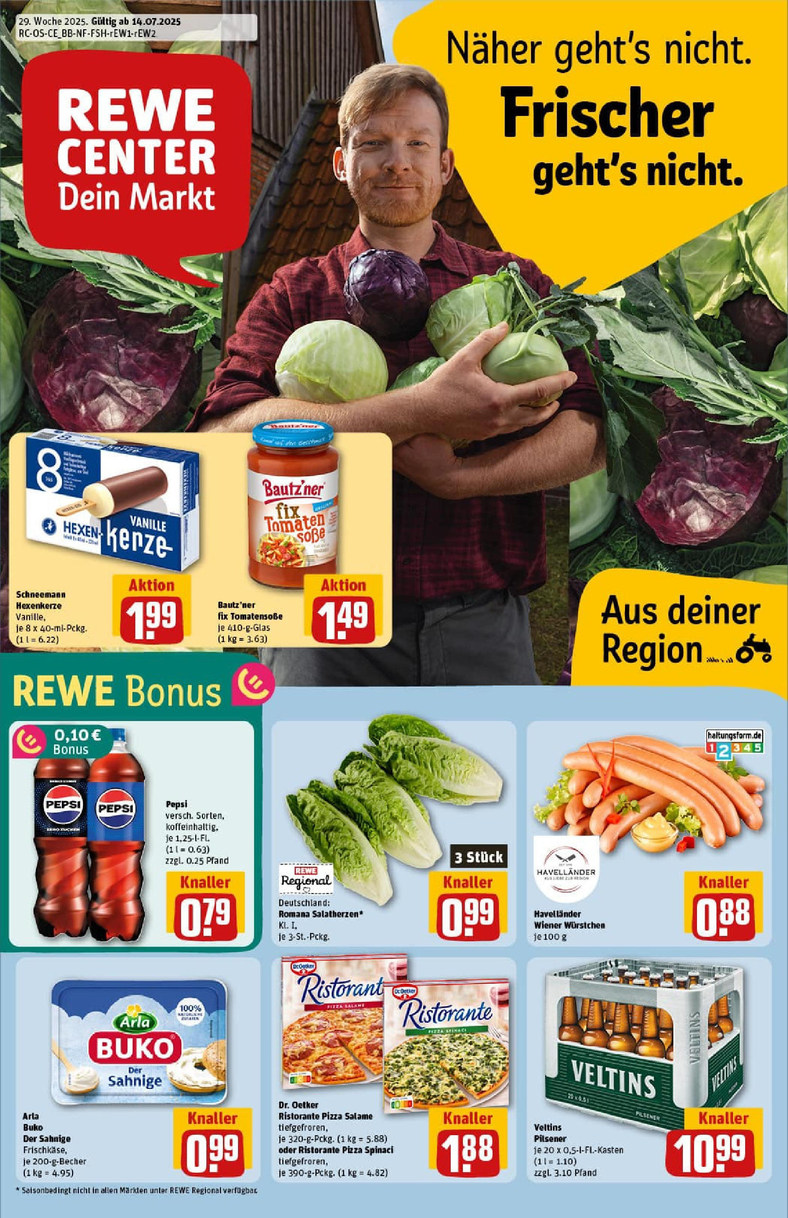 REWE Prospekt ab 13.07.2025 zum Blättern » Angebote | Seite: 1 | Produkte: Ristorante, Pepsi, Salami, Veltins