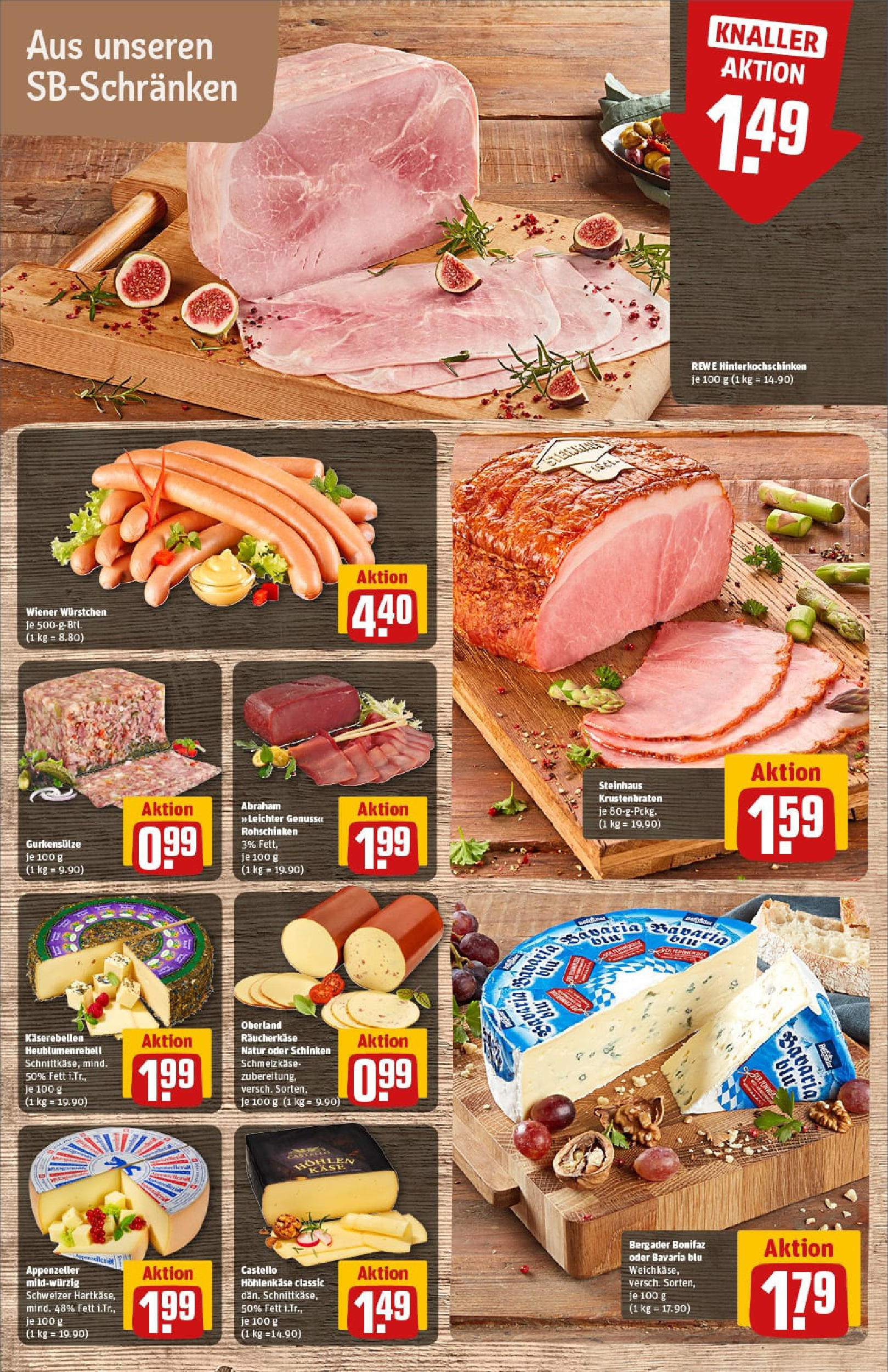 REWE Prospekt ab 13.07.2025 zum Blättern » Angebote | Seite: 10 | Produkte: Wiener wurstchen, Käse, Krustenbraten, Schinken