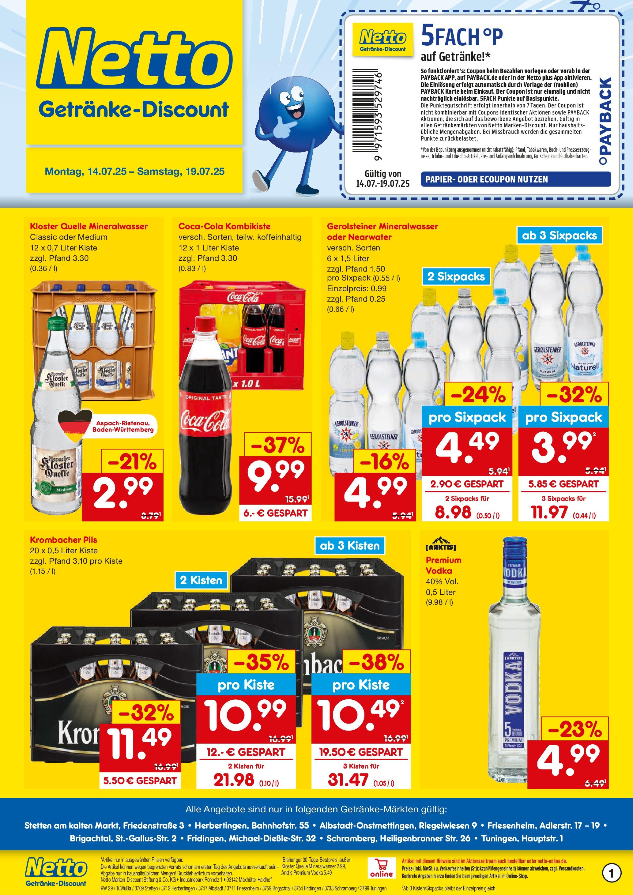 Netto Marken-Discount prospekt Fridingen	 (ab 13.07.2025) » Angebote | Seite: 1 | Produkte: Coca cola, Cola, Vodka, Gerolsteiner