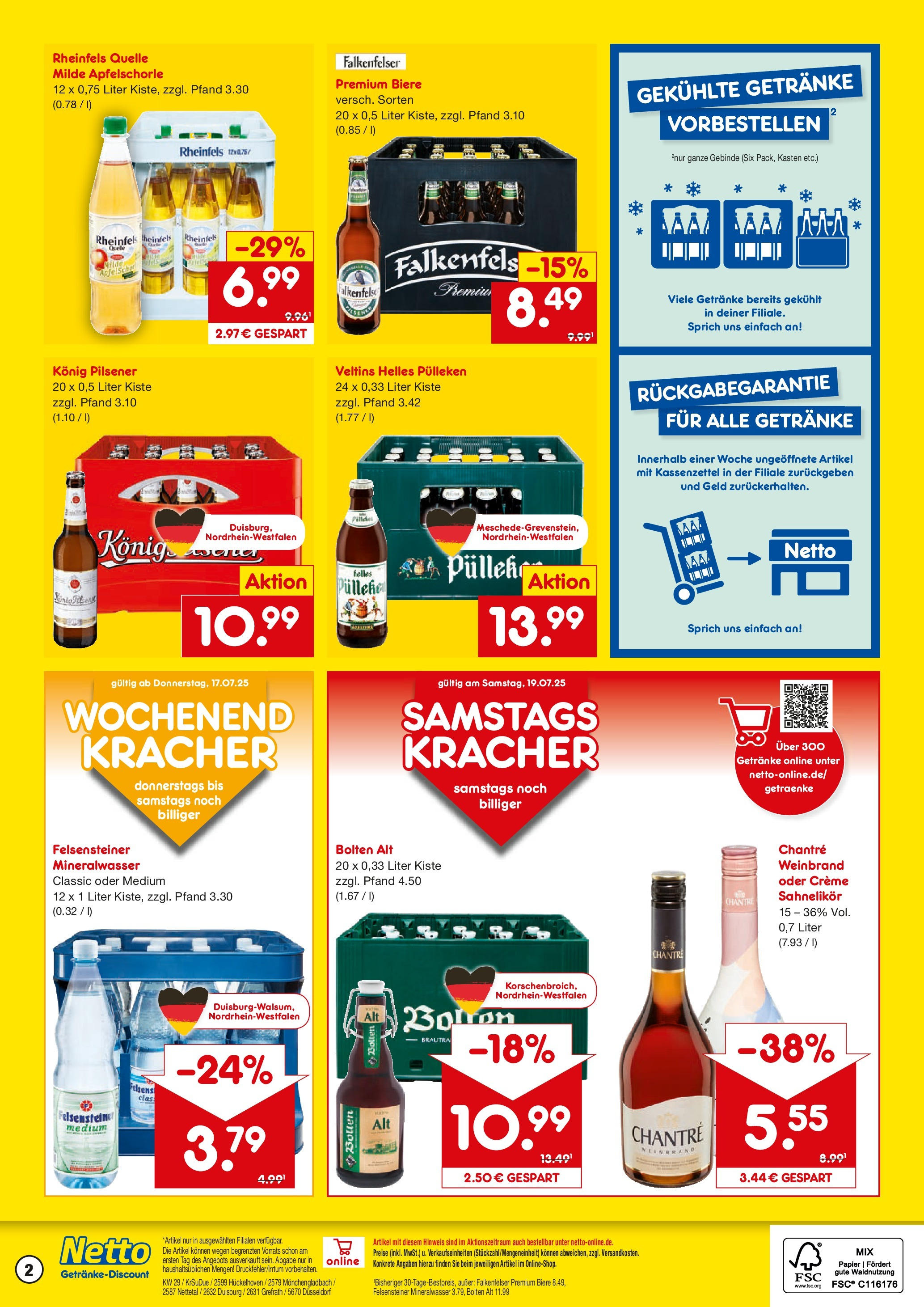 Netto Marken-Discount prospekt Mönchengladbach	 (ab 13.07.2025) » Angebote | Seite: 2 | Produkte: Helles pulleken, Konig pilsener, Creme, Chantré