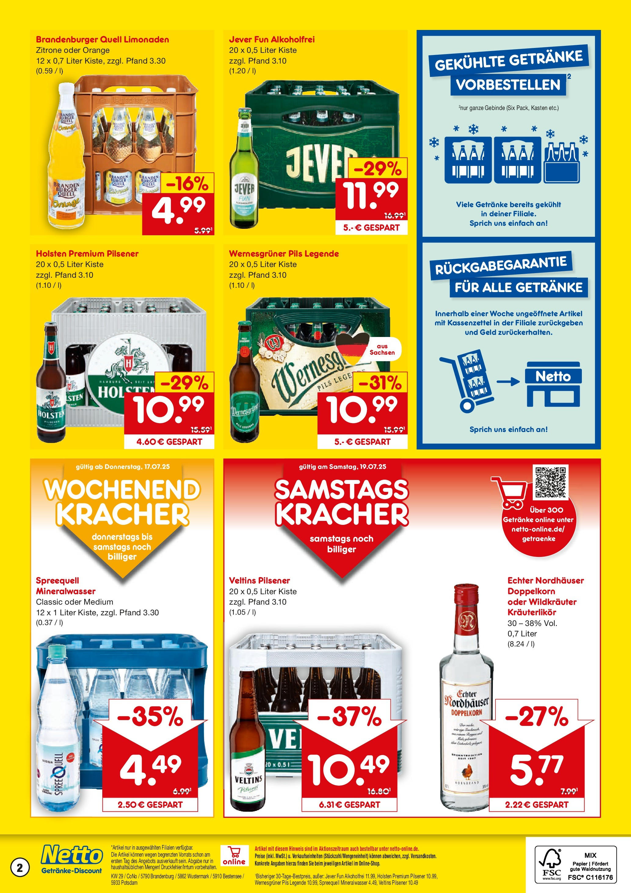 Netto Marken-Discount prospekt Brandenburg An Der Havel	 (ab 13.07.2025) » Angebote | Seite: 2 | Produkte: Wernesgruner, Holsten, Mineralwasser, Zitrone