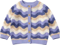 ALANA Strickjacke mit Wellen-Muster und Ajour-Struktur, blau, Gr. 68