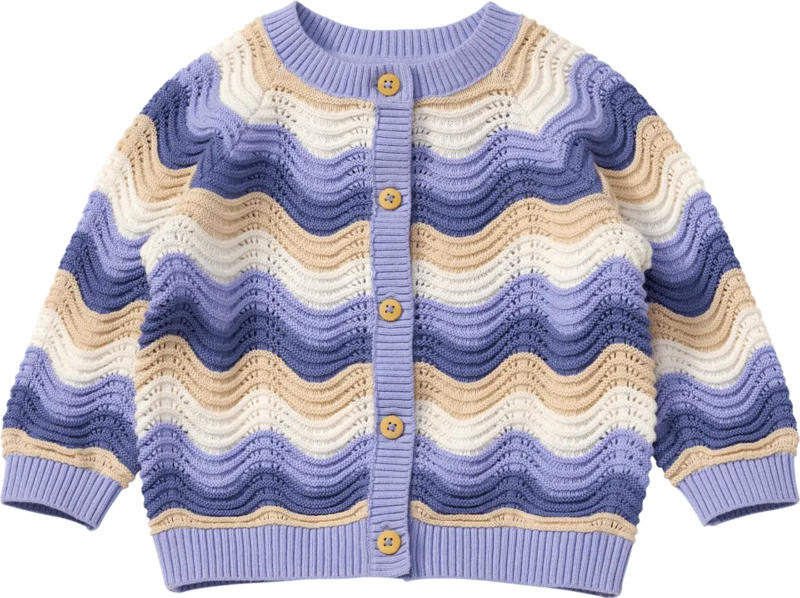 ALANA Strickjacke mit Wellen-Muster und Ajour-Struktur, blau, Gr. 68