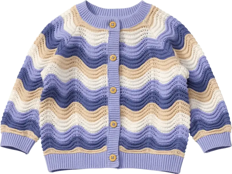 ALANA Strickjacke mit Wellen-Muster und Ajour-Struktur, blau, Gr. 68