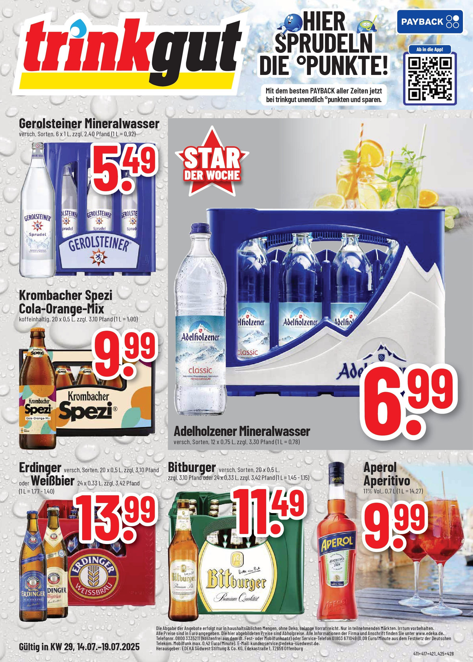 Trinkgut prospekt Dossenheim	 (ab 13.07.2025) » Angebote online | Seite: 1 | Produkte: Weißbier, Mineralwasser, Krombacher, Gerolsteiner