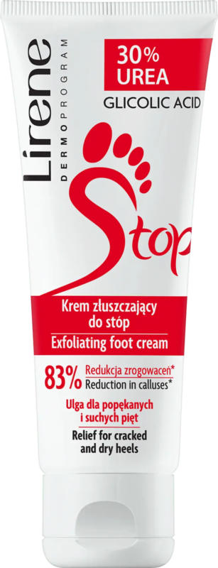Cremă exfoliantă cu acid glicolic și 30% uree pentru picioare