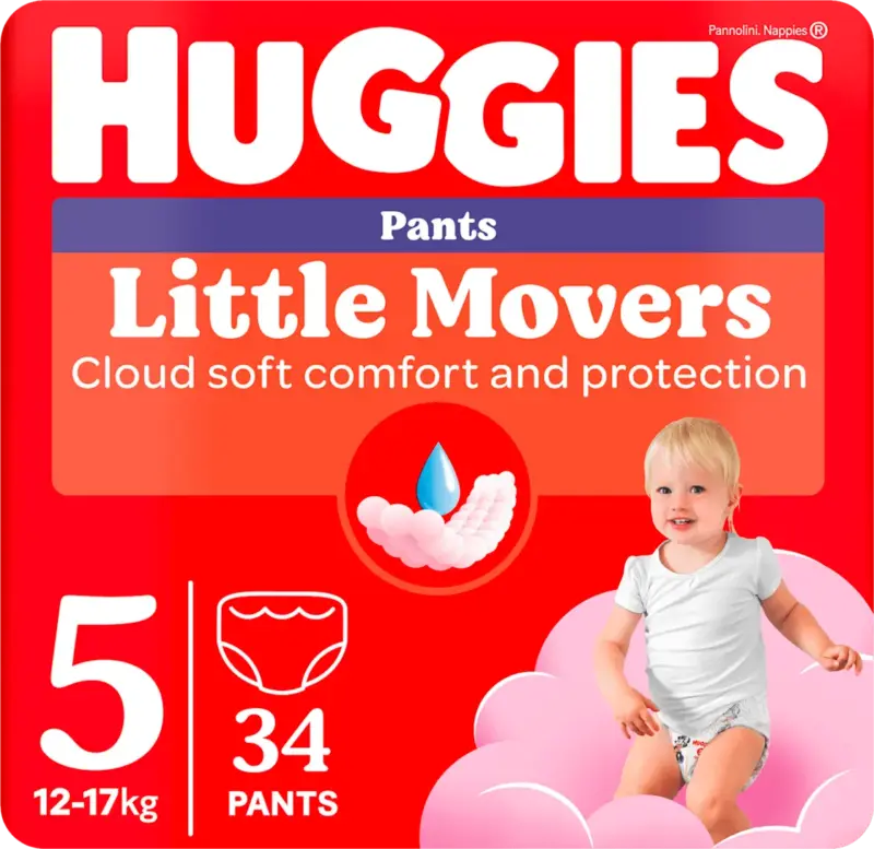 Scutece chiloțel pentru fetițe numărul 5, 12-17 kg