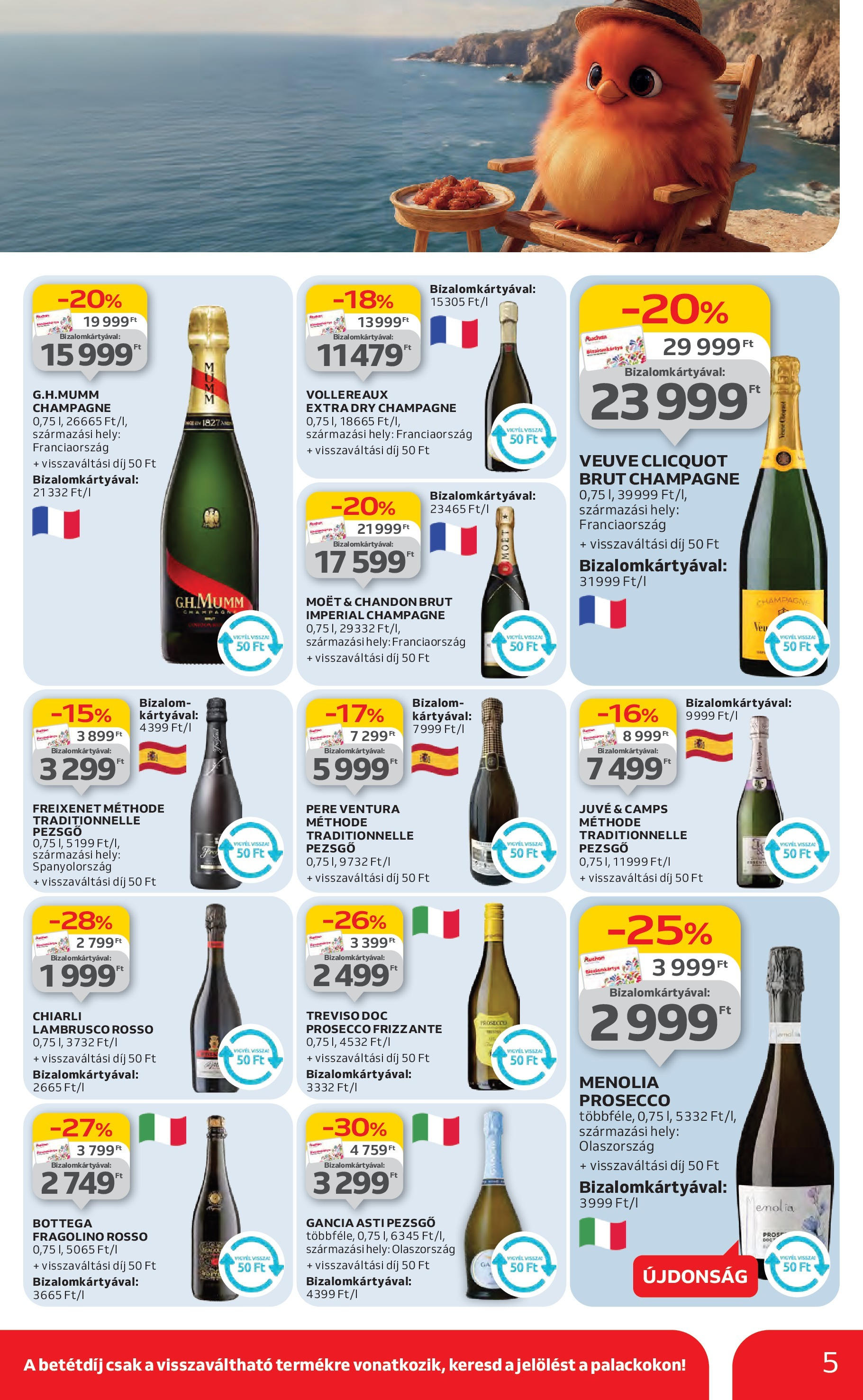 Akciós újság új Auchan - 2025.07.10. -tól/töl ⏳ | Oldal: 5 | Termékek: Pezsgő Auchan Akciós újság - 2025.07.10. -tól/töl > akció, lapozható szórólap 🛍️ | Oldal: 5 | Termékek: Pezsgő