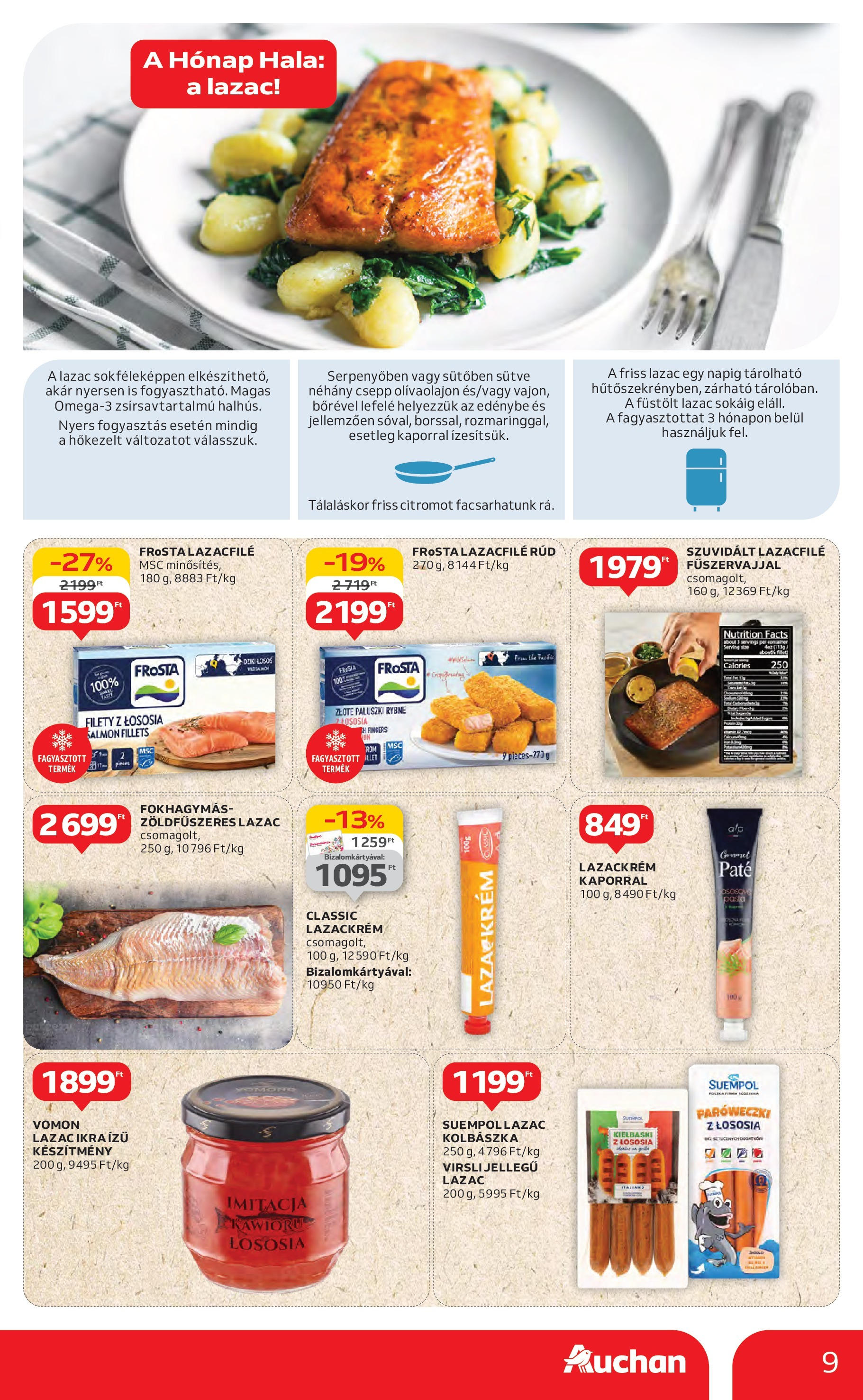 Akciós újság új Auchan - 2025.07.10. -tól/töl ⏳ | Oldal: 9 | Termékek: Virsli, Lazacfilé, Lazac Auchan Akciós újság - 2025.07.10. -tól/töl > akció, lapozható szórólap 🛍️ | Oldal: 9 | Termékek: Virsli, Lazacfilé, Lazac
