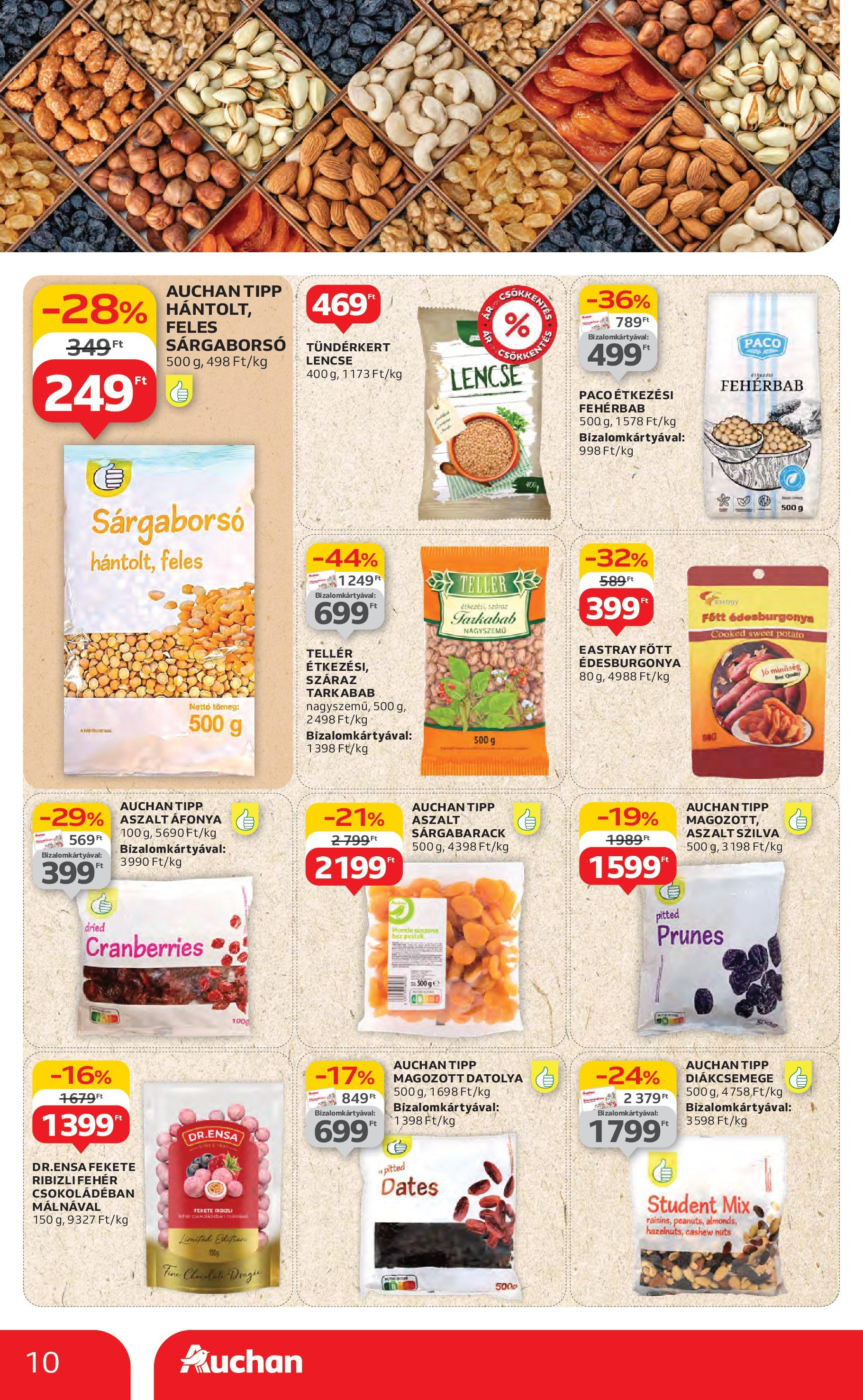 Akciós újság új Auchan - 2025.07.10. -tól/töl ⏳ | Oldal: 10 | Termékek: Datolya, Sárgabarack, Lencse, Aszalt szilva Auchan Akciós újság - 2025.07.10. -tól/töl > akció, lapozható szórólap 🛍️ | Oldal: 10 | Termékek: Datolya, Sárgabarack, Lencse, Aszalt szilva