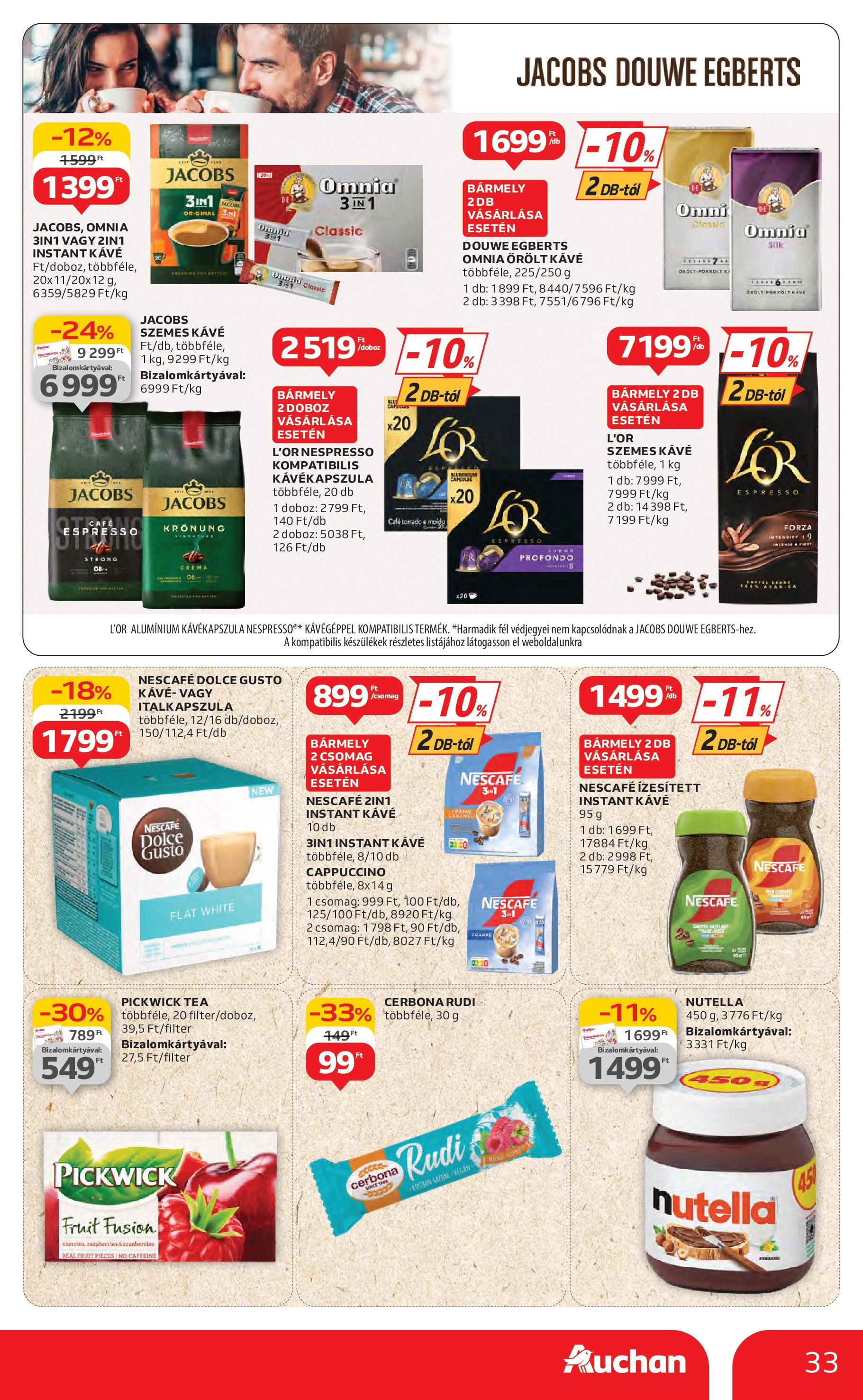 Akciós újság új Auchan - 2025.07.10. -tól/töl ⏳ | Oldal: 33 | Termékek: Dolce Gusto, Kávékapszula, Nutella, Doboz Auchan Akciós újság - 2025.07.10. -tól/töl > akció, lapozható szórólap 🛍️ | Oldal: 33 | Termékek: Dolce Gusto, Kávékapszula, Nutella, Doboz