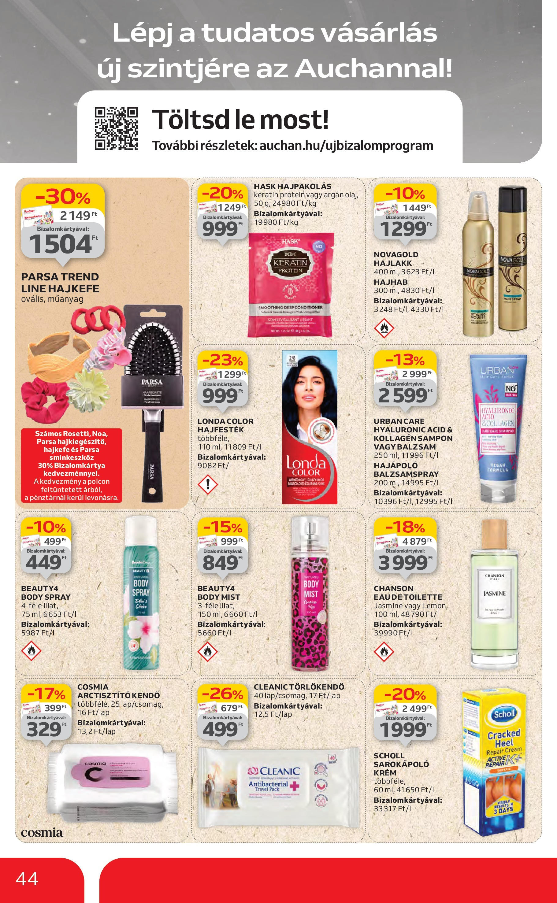 Akciós újság új Auchan - 2025.07.10. -tól/töl ⏳ | Oldal: 44 | Termékek: Body, Arctisztító kendő, Sampon, Hajlakk Auchan Akciós újság - 2025.07.10. -tól/töl > akció, lapozható szórólap 🛍️ | Oldal: 44 | Termékek: Body, Arctisztító kendő, Sampon, Hajlakk