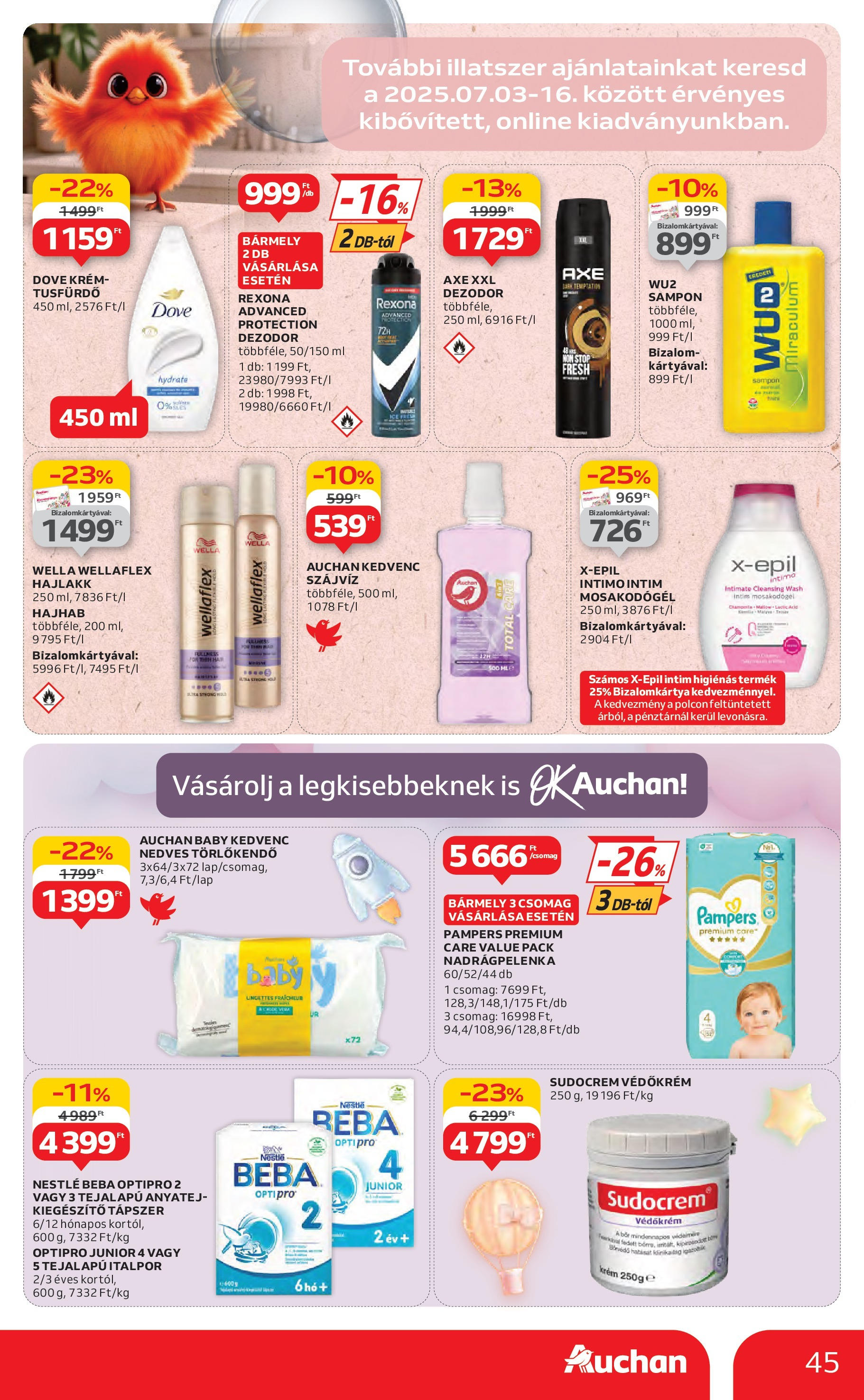 Akciós újság új Auchan - 2025.07.10. -tól/töl ⏳ | Oldal: 45 | Termékek: Törlőkendő, Nedves törlőkendő, Hajlakk, Italpor Auchan Akciós újság - 2025.07.10. -tól/töl > akció, lapozható szórólap 🛍️ | Oldal: 45 | Termékek: Törlőkendő, Nedves törlőkendő, Hajlakk, Italpor