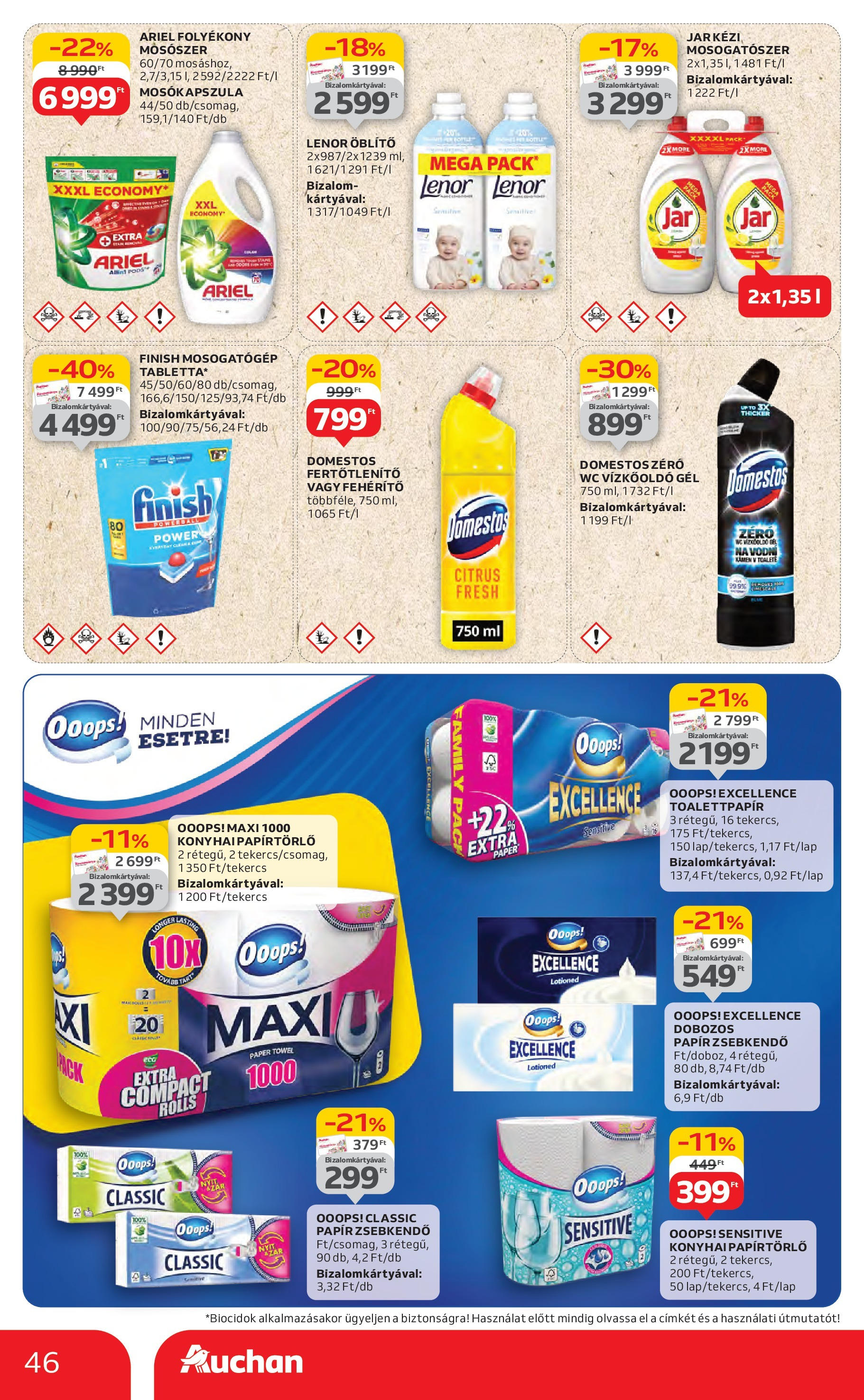 Akciós újság új Auchan - 2025.07.10. -tól/töl ⏳ | Oldal: 46 | Termékek: Ariel, Vízkőoldó, Öblítő, WC Auchan Akciós újság - 2025.07.10. -tól/töl > akció, lapozható szórólap 🛍️ | Oldal: 46 | Termékek: Ariel, Vízkőoldó, Öblítő, WC