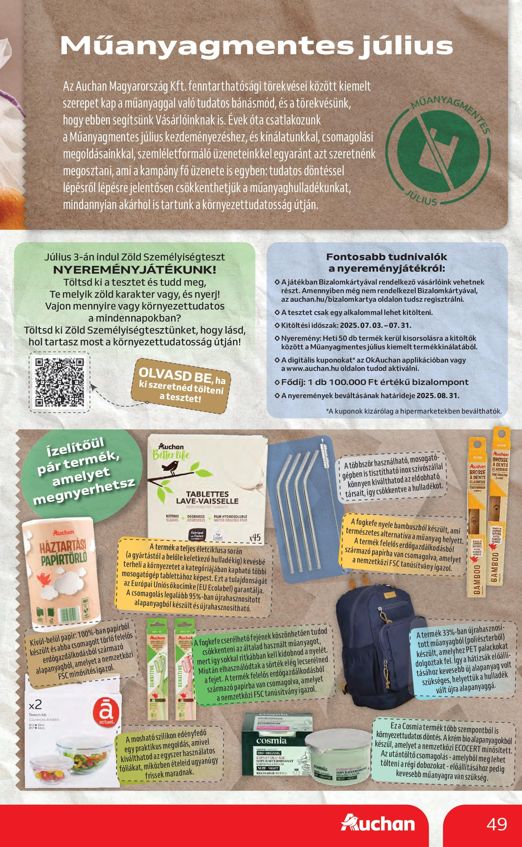 Akciós újság új Auchan - 2025.07.10. -tól/töl ⏳ | Oldal: 49 | Termékek: Hátizsák, Papírtörlő, Mosogatógép, Fogkefe Auchan Akciós újság - 2025.07.10. -tól/töl > akció, lapozható szórólap 🛍️ | Oldal: 49 | Termékek: Hátizsák, Papírtörlő, Mosogatógép, Fogkefe