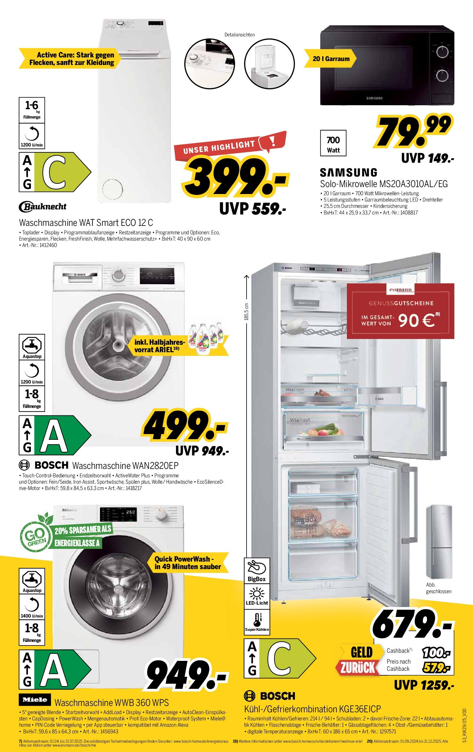 Medimax - MEDIMAX: Aktuelle Angebote (ab 10.07.2025) zum Blättern | Seite: 3 | Produkte: Miele, Bosch, Waschmaschine, Samsung