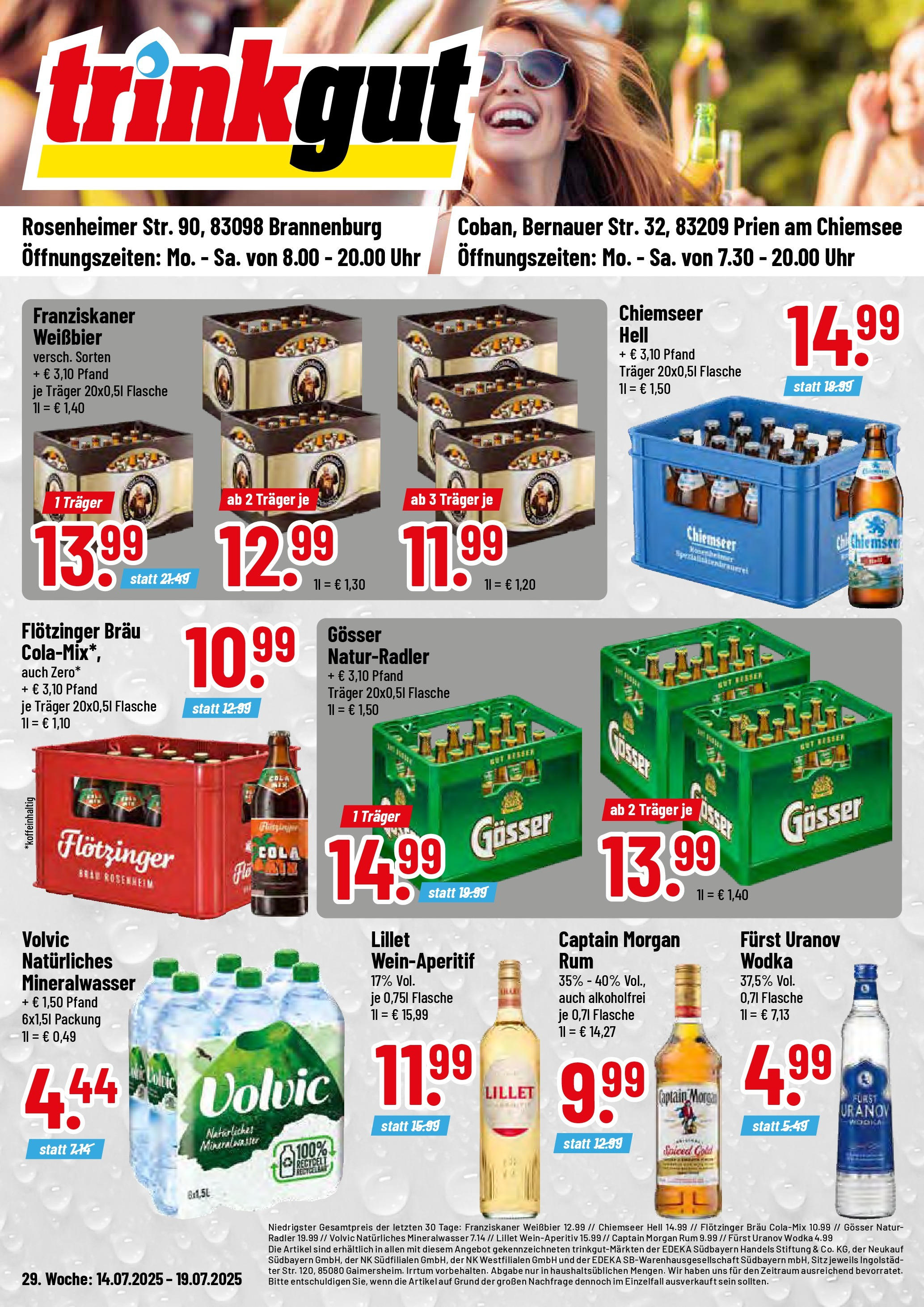 Trinkgut prospekt Prien am Chiemsee	 (ab 14.07.2025) » Angebote online | Seite: 1 | Produkte: Rum, Lillet, Captain morgan, Wodka