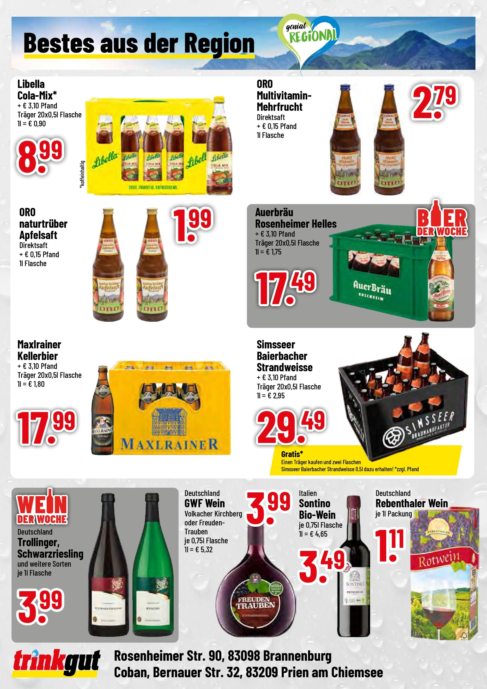 Trinkgut prospekt Prien am Chiemsee	 (ab 14.07.2025) » Angebote online | Seite: 4 | Produkte: Cola, Trauben, Rotwein, Apfelsaft