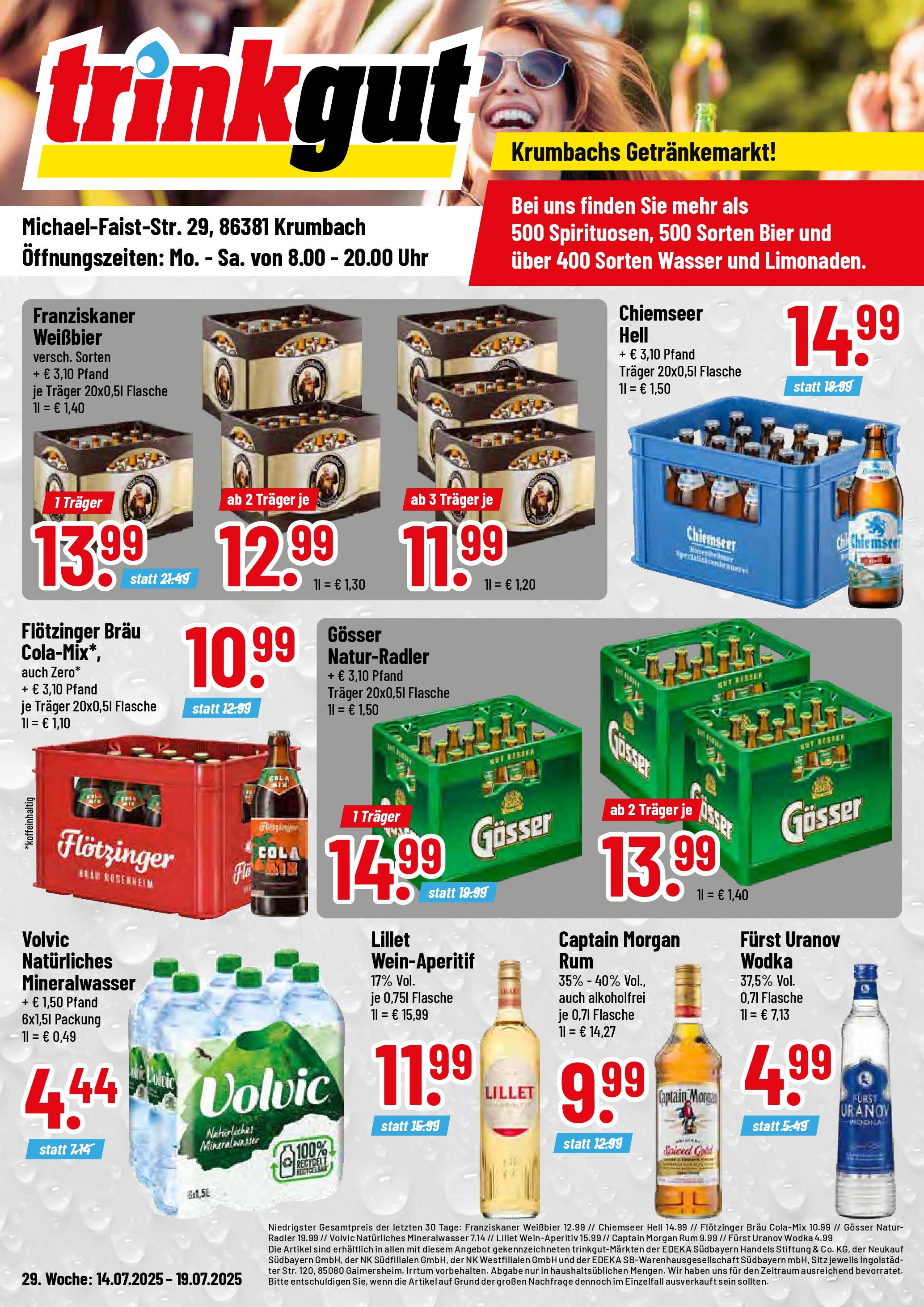Trinkgut prospekt Krumbach	 (ab 13.07.2025) » Angebote online | Seite: 1 | Produkte: Bier, Radler, Captain morgan, Wodka