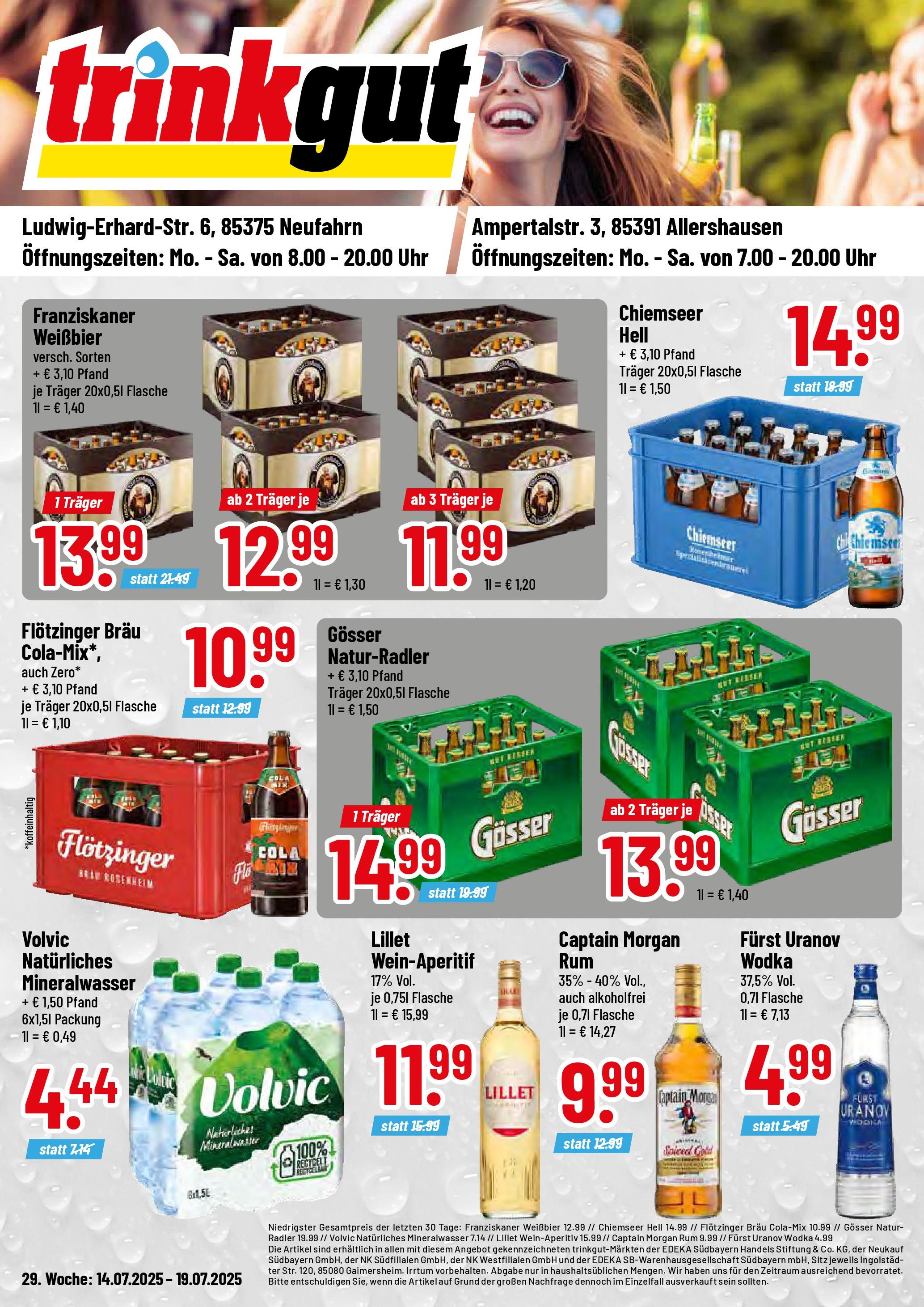 Trinkgut prospekt Neufahrn	 (ab 13.07.2025) » Angebote online | Seite: 1 | Produkte: Cola, Volvic, Wodka, Uhr