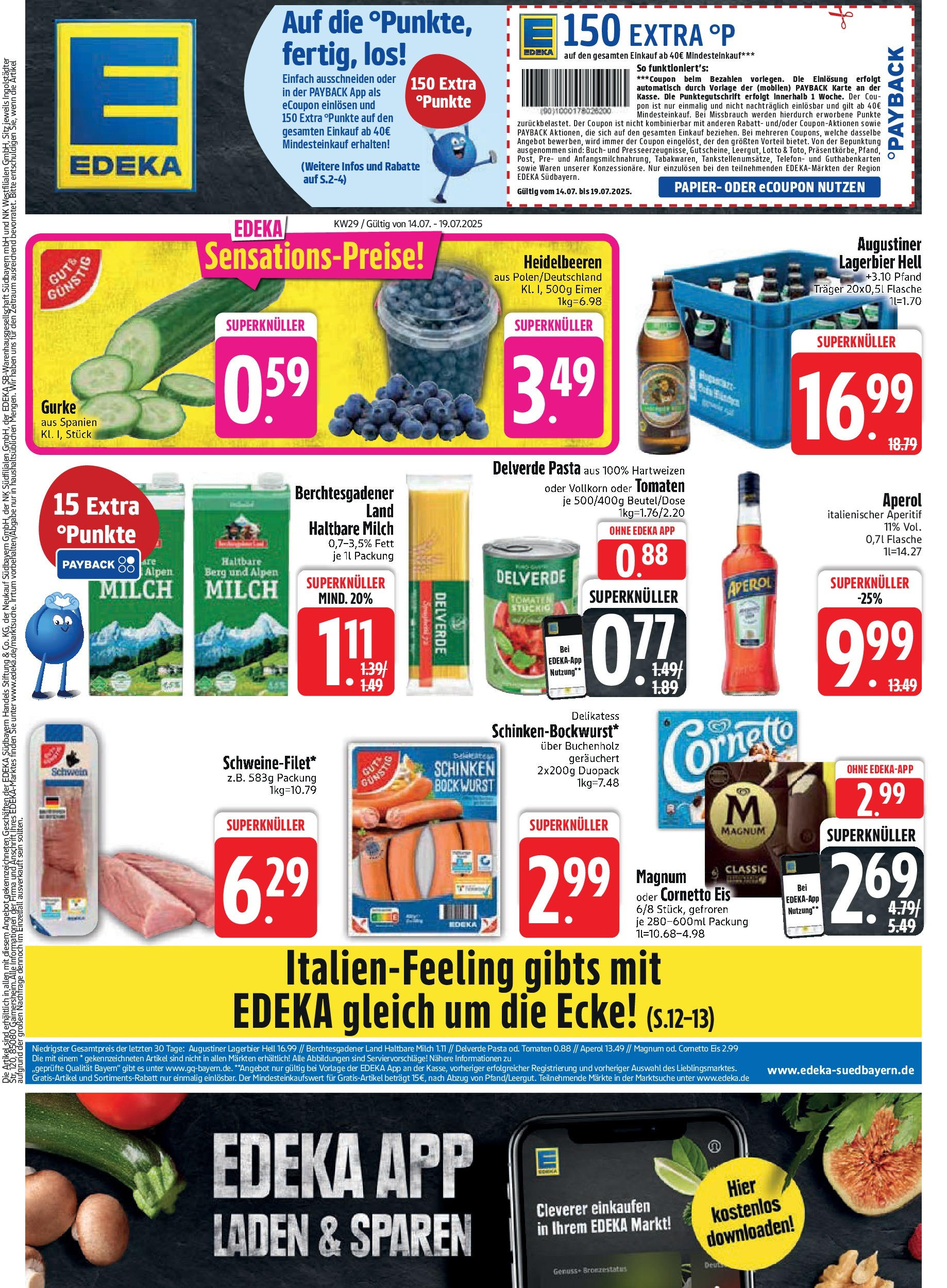 Edeka prospekt Bodenwöhr	 (ab 14.07.2025) » Angebote Online | Seite: 1 | Produkte: Milch, Wurst, Pasta, Eis