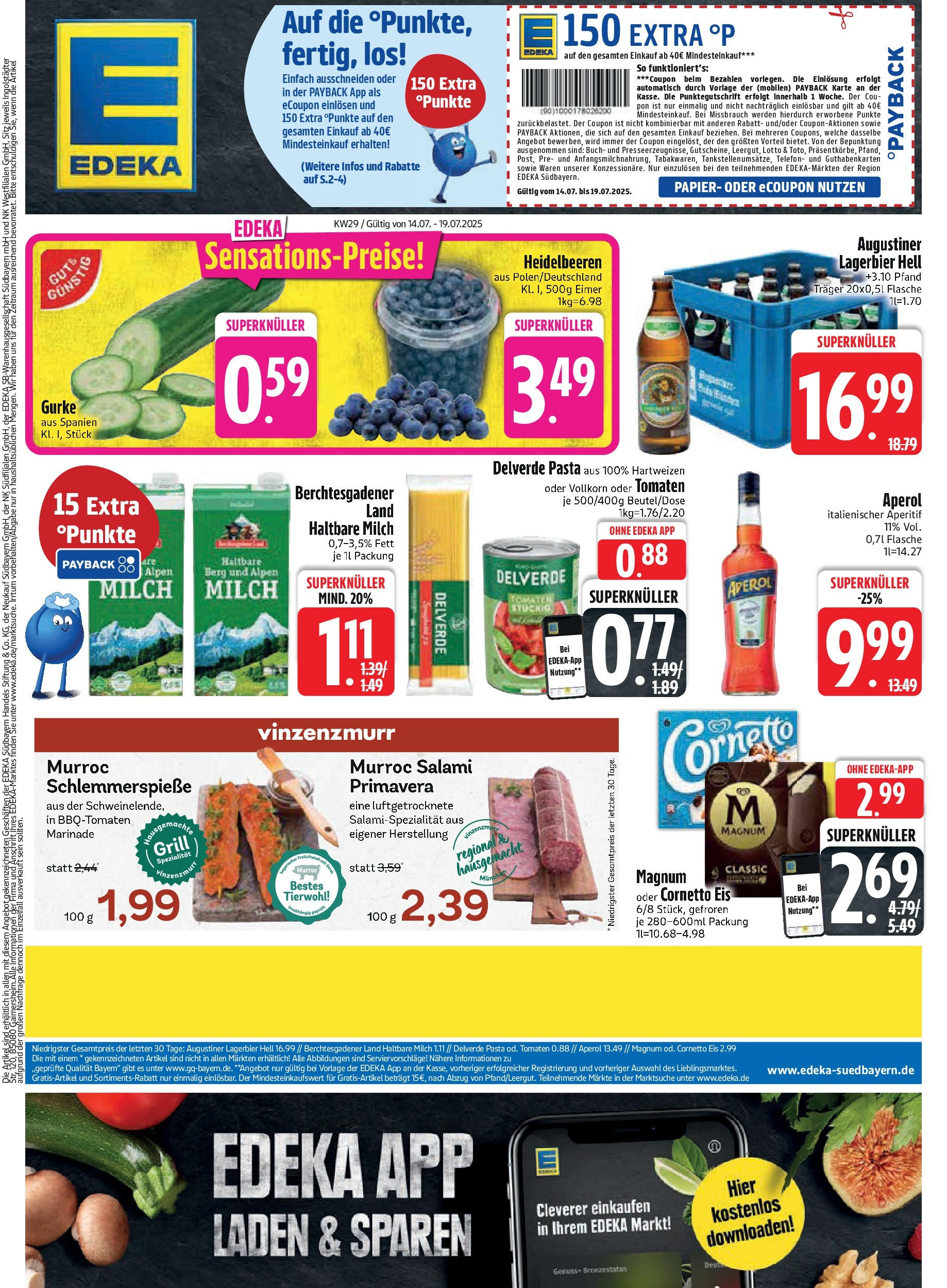 Edeka prospekt Unterföhring	 (ab 14.07.2025) » Angebote Online | Seite: 1 | Produkte: Tomaten, Heidelbeeren, Pasta, Eis