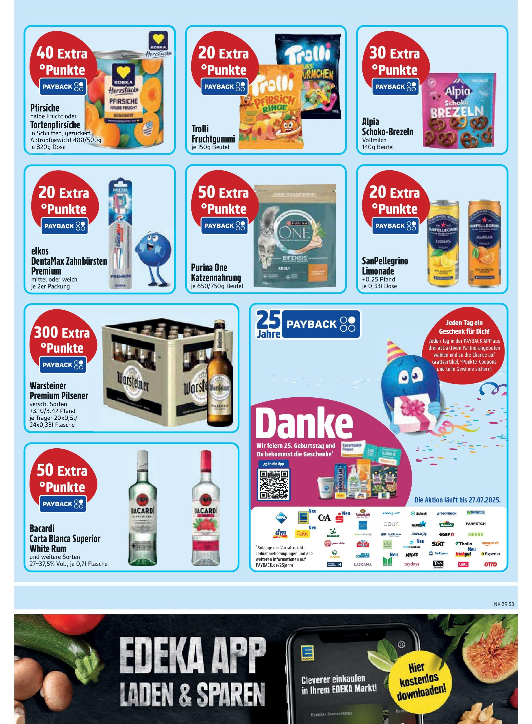 Edeka prospekt Rötz	 (ab 13.07.2025) » Angebote Online | Seite: 3 | Produkte: Purina one, Bacardi, Limonade, Pfirsich