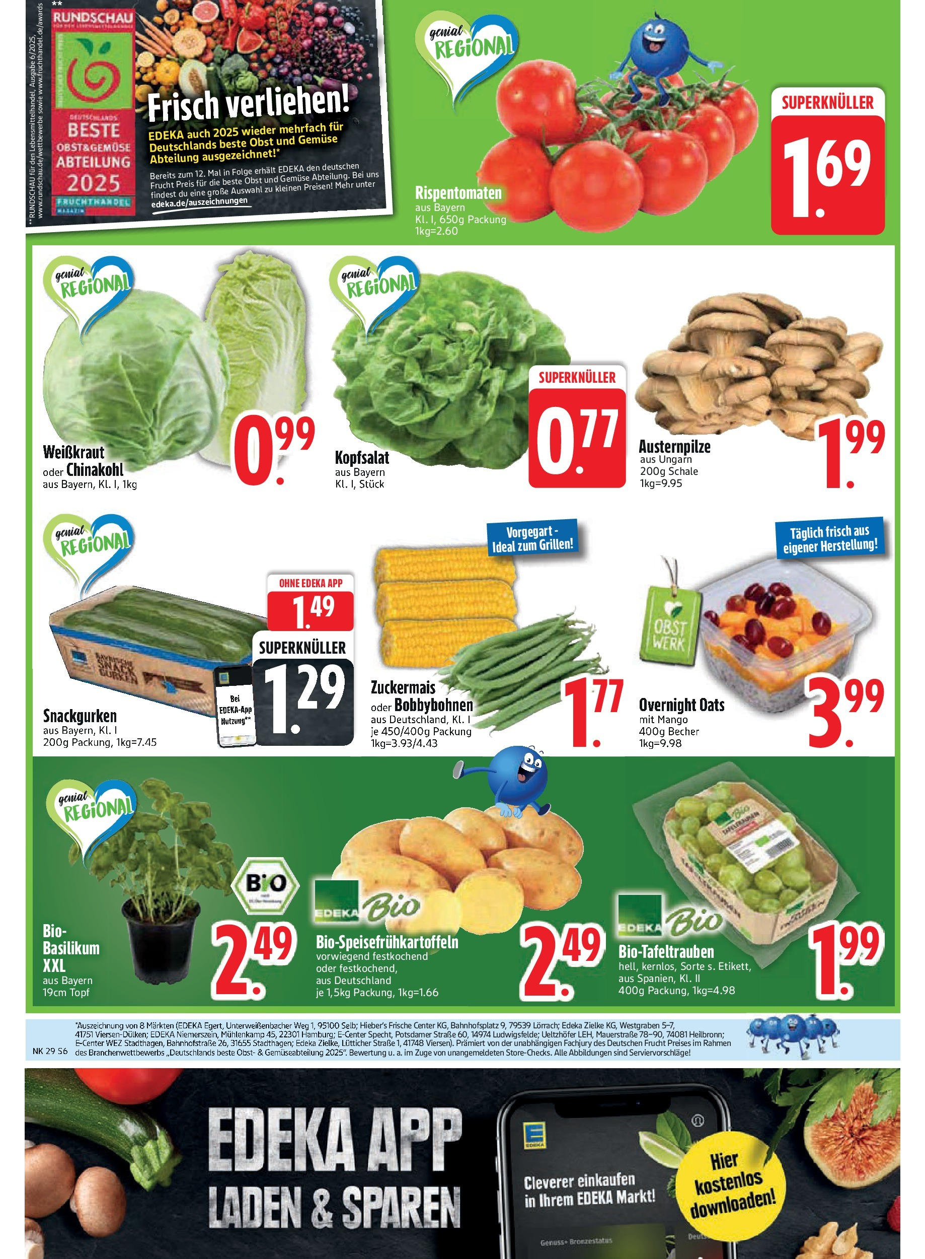 Edeka prospekt Rötz	 (ab 13.07.2025) » Angebote Online | Seite: 6 | Produkte: Gemüse, Obst, Mango, Chinakohl