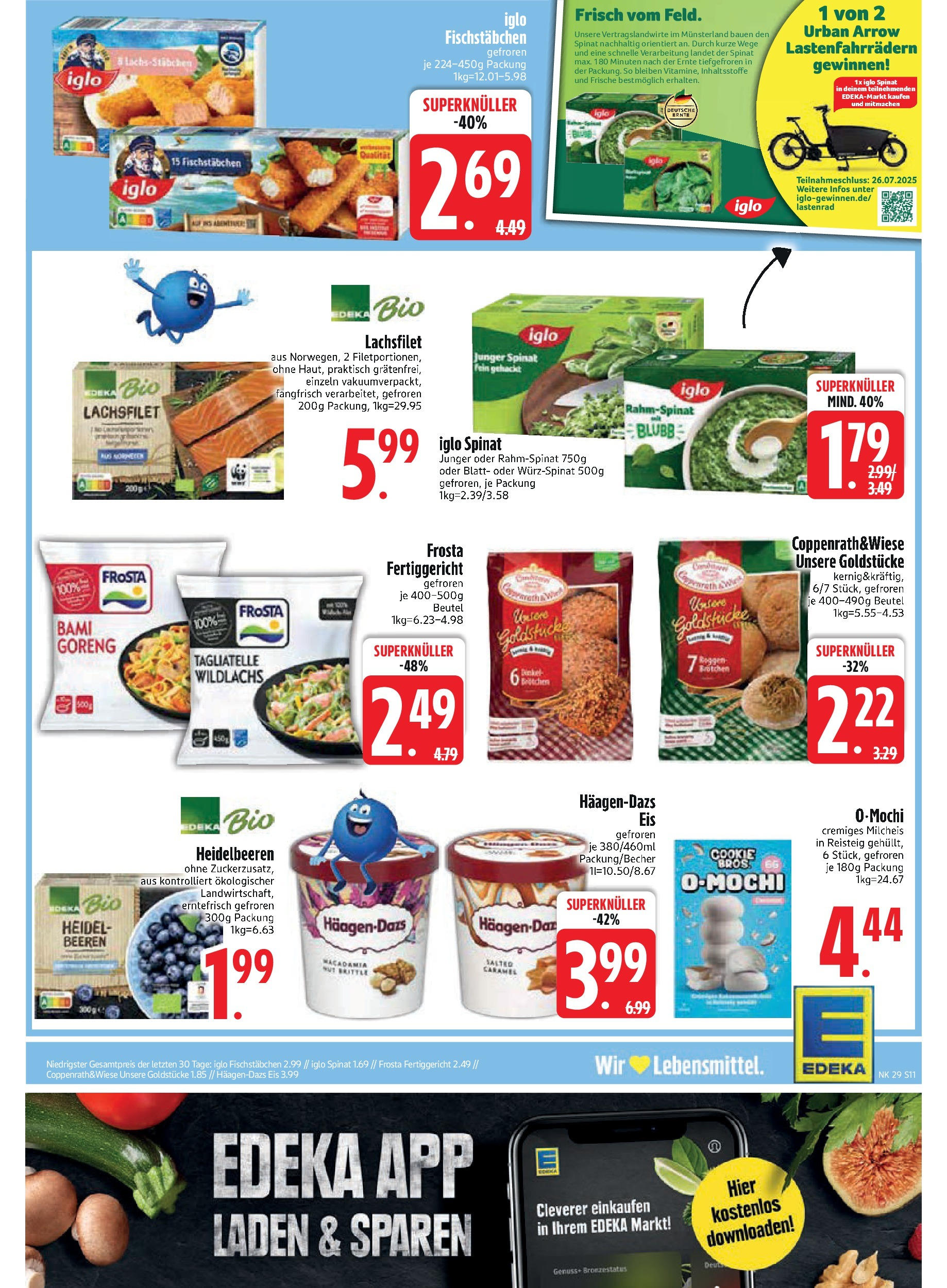 Edeka prospekt Rötz	 (ab 13.07.2025) » Angebote Online | Seite: 11 | Produkte: Frosta, Heidelbeeren, Fischstabchen, Mochi