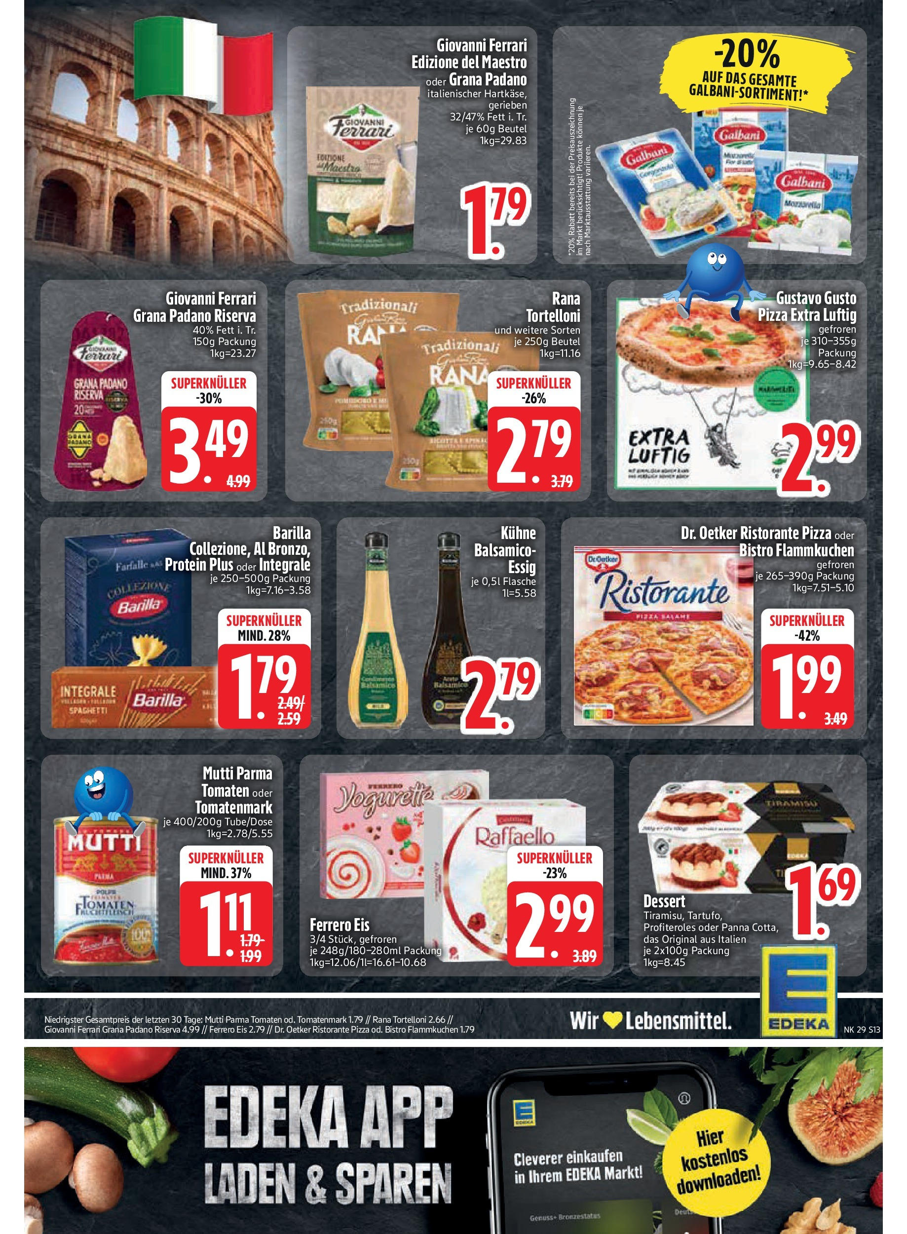 Edeka prospekt Rötz	 (ab 13.07.2025) » Angebote Online | Seite: 13 | Produkte: Barilla, Essig, Pizza, Eis
