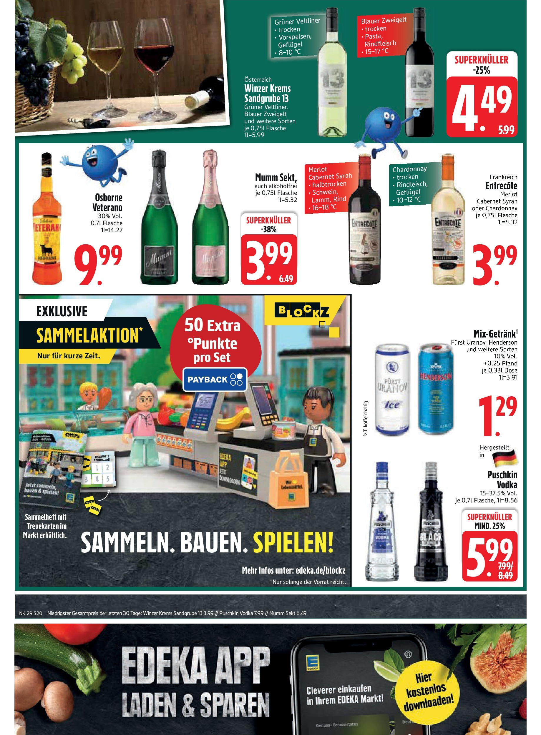 Edeka prospekt Rötz	 (ab 13.07.2025) » Angebote Online | Seite: 20 | Produkte: Mumm sekt, Osborne, Merlot, Vodka