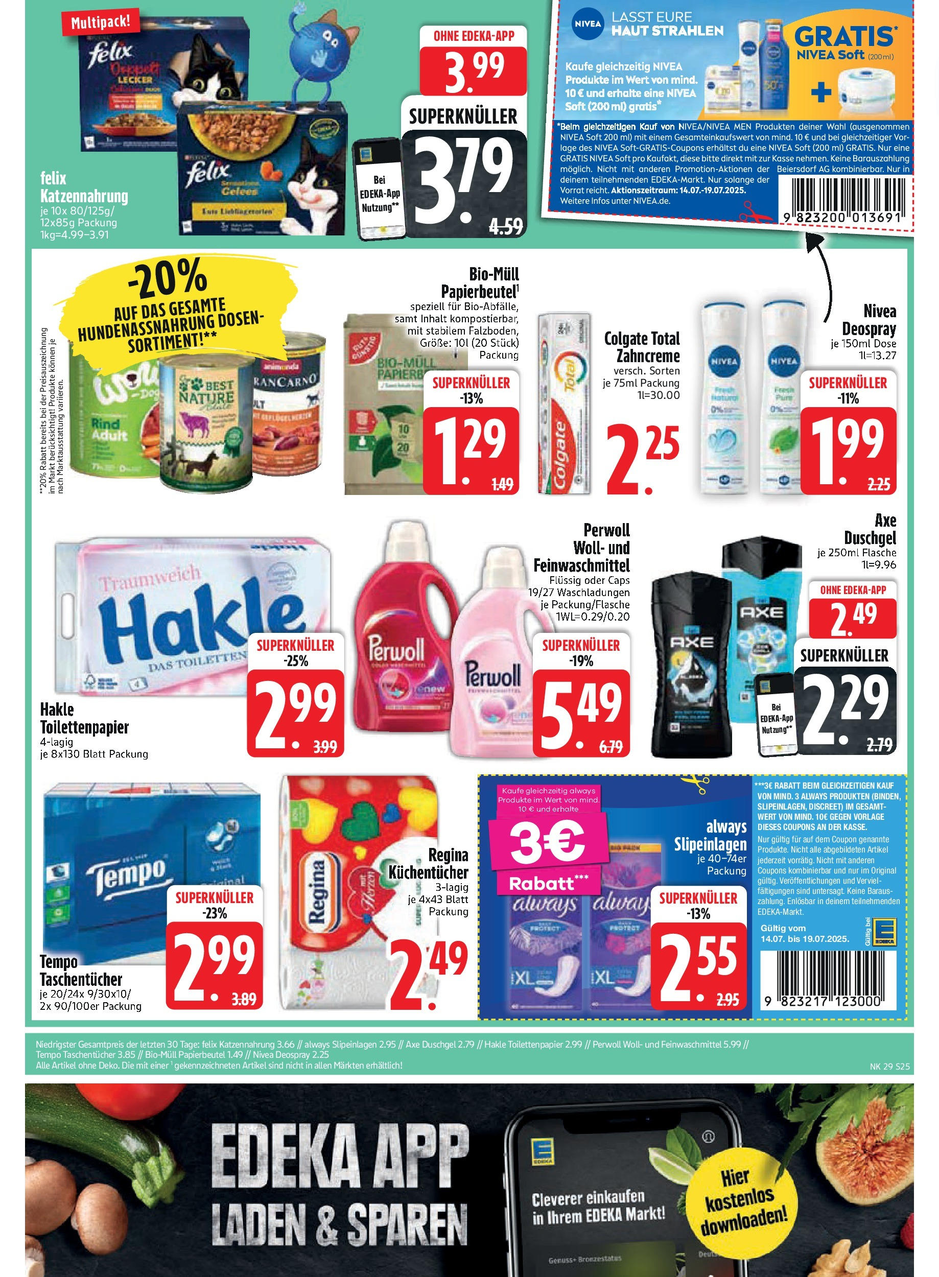 Edeka prospekt Rötz	 (ab 13.07.2025) » Angebote Online | Seite: 25 | Produkte: Tempo, Shower Gel, Deospray, Toilettenpapier